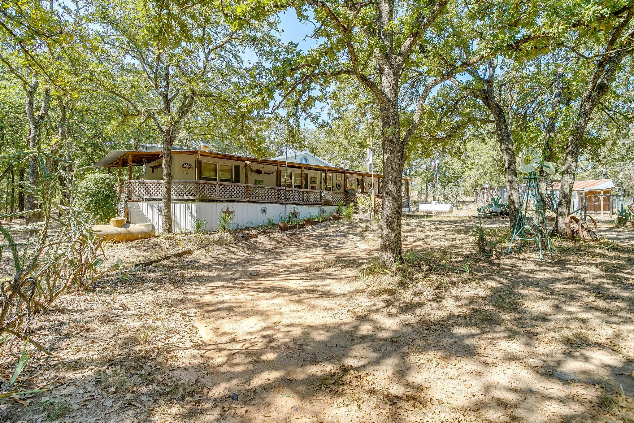 View of yard featuring a large porch
