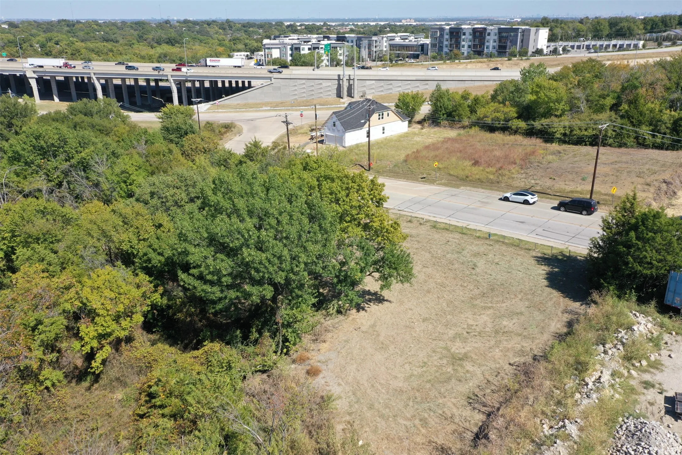 aerial view of a tree filled landscape