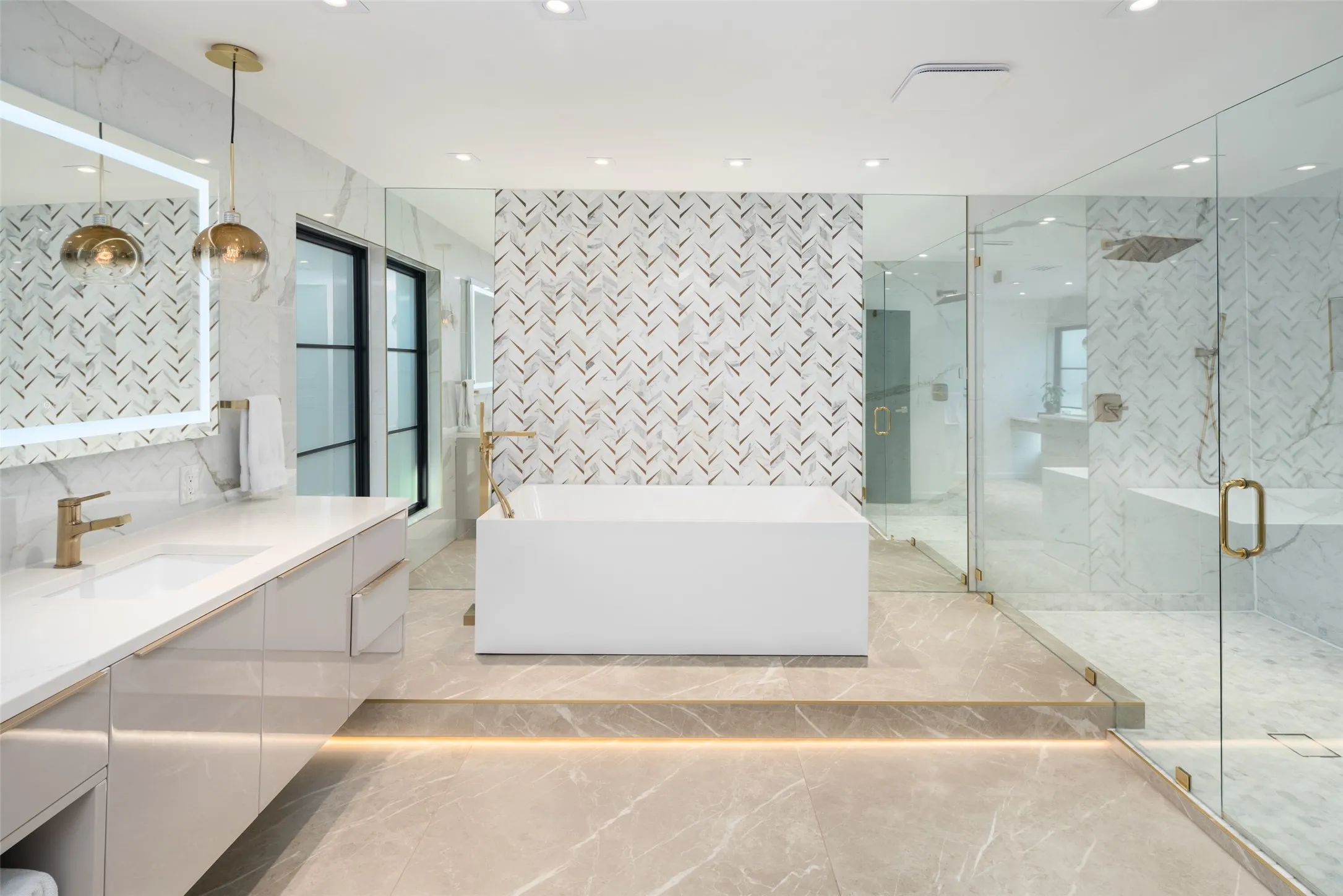 Luxurious primary bath...