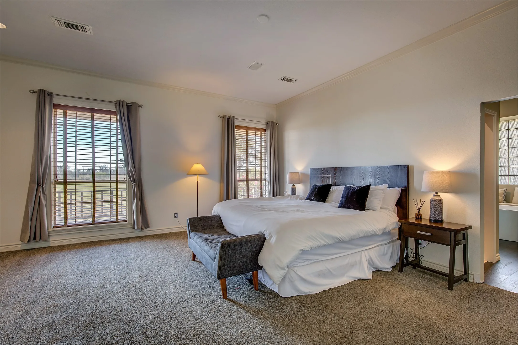 Oversized master with lots of windows and ensuite bath