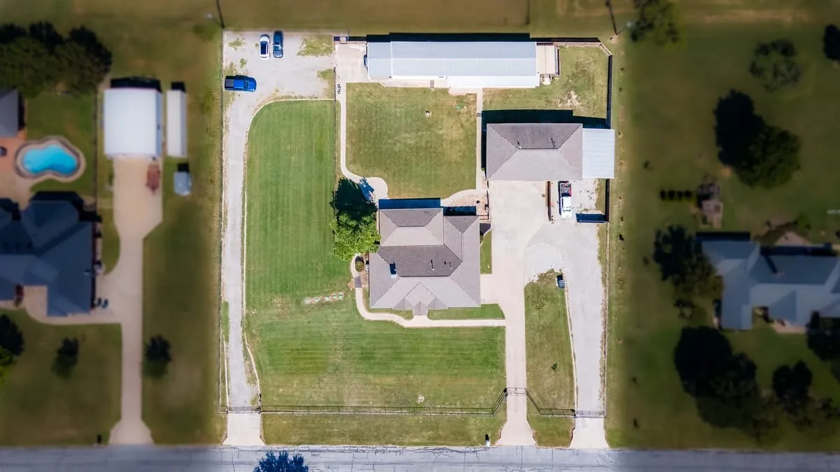 Aerial view of the property.