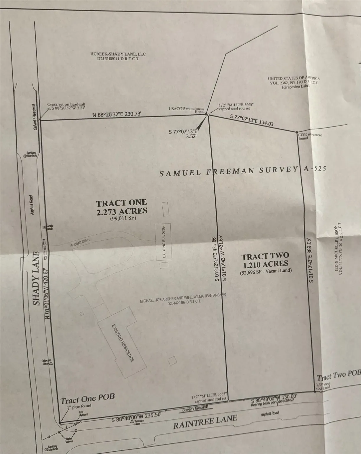 Parcel 1 can be split into 2 lots per city of Grapevine. Lot 3 access from Raintree