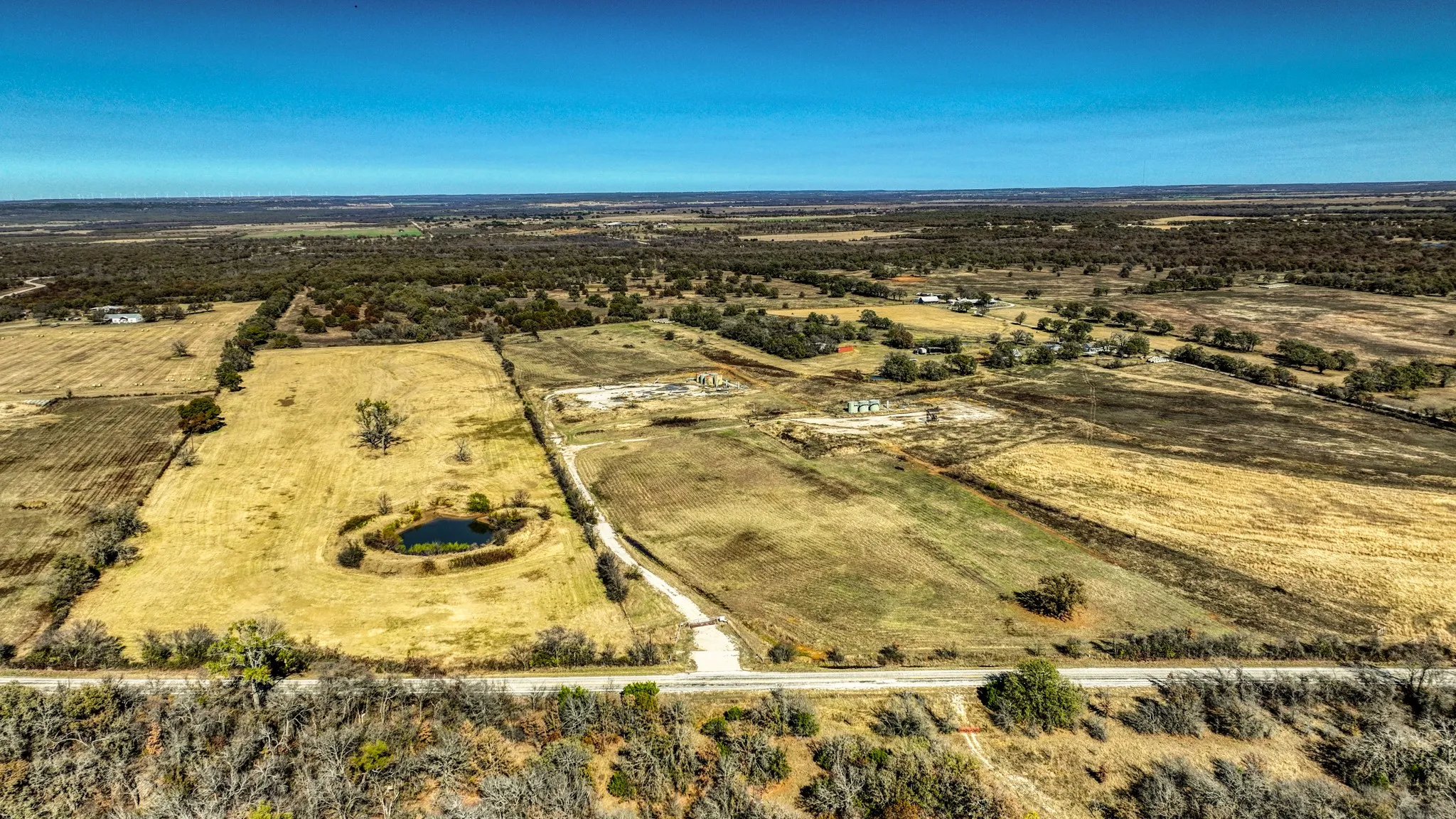 Aerial overview of property's location with rural landscape