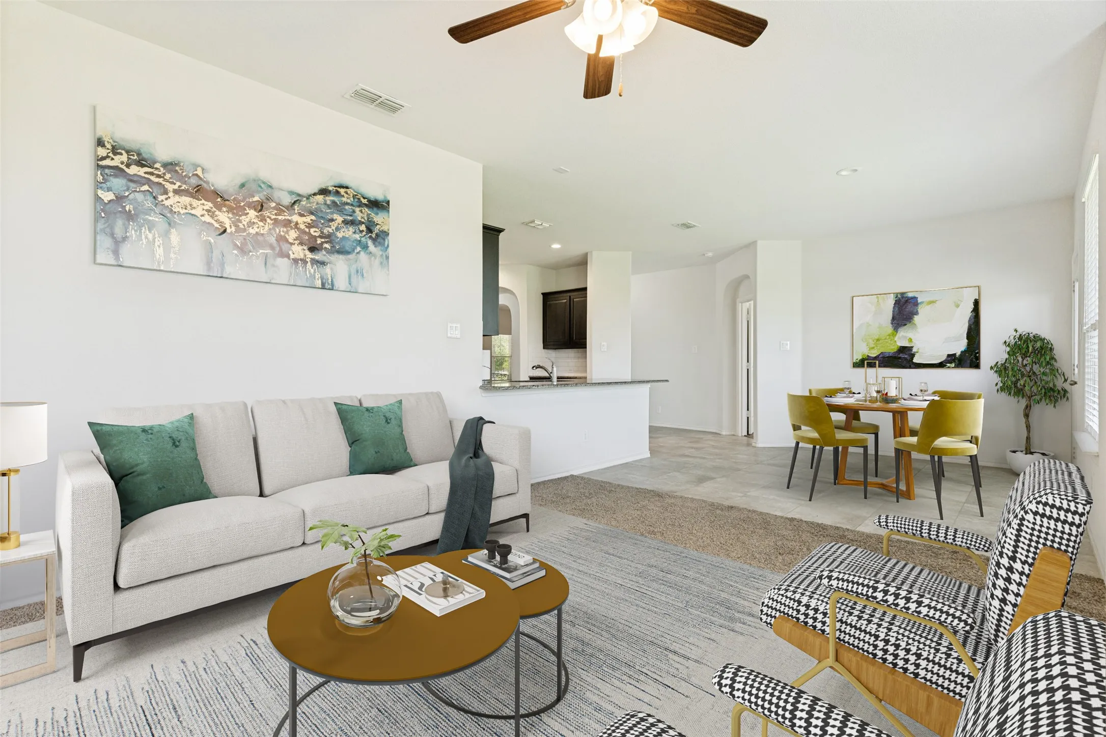 Virtually staged living room.