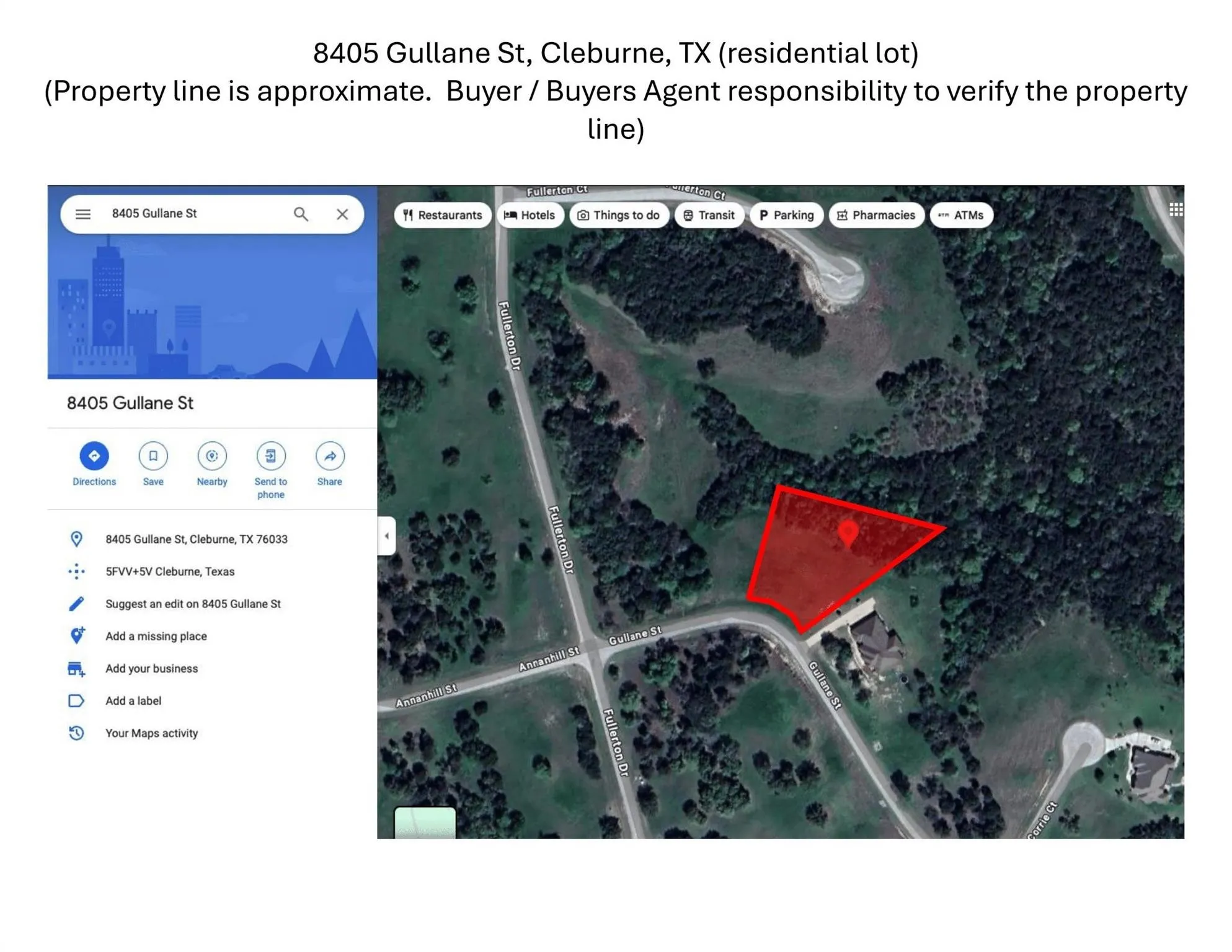 Map / location with property parcel outlined