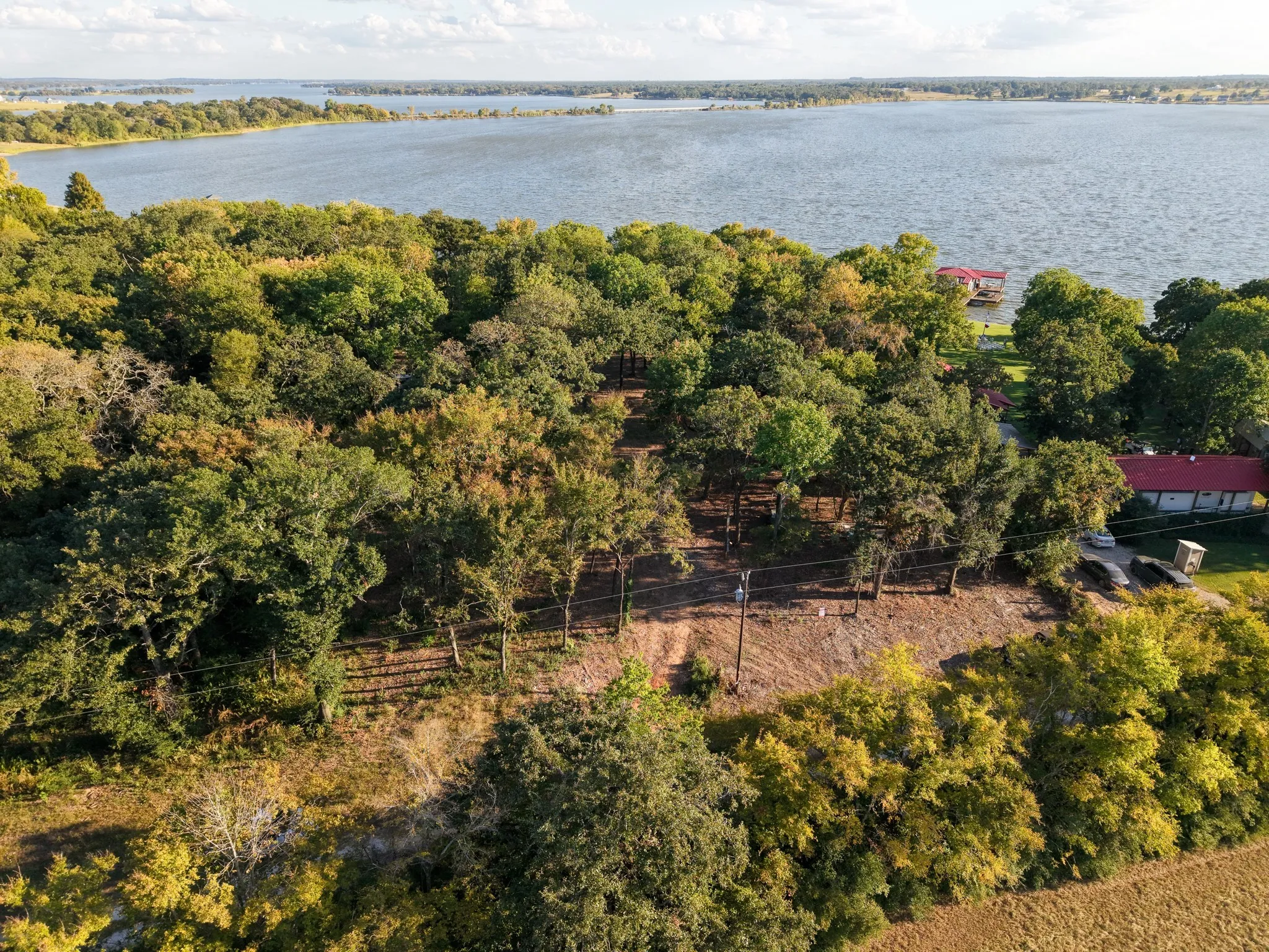 Drone / aerial view of a nearby body of water