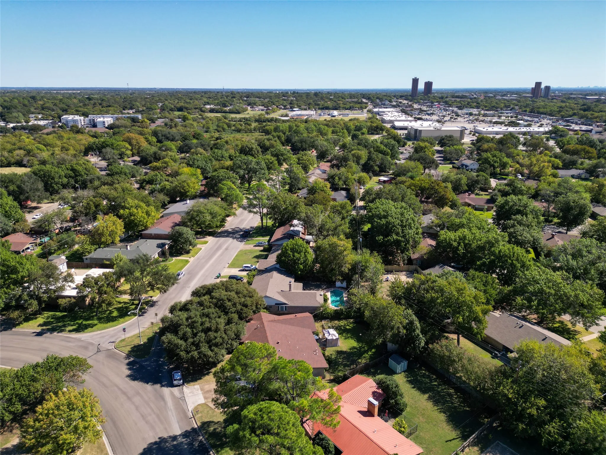 Aerial view of residential area