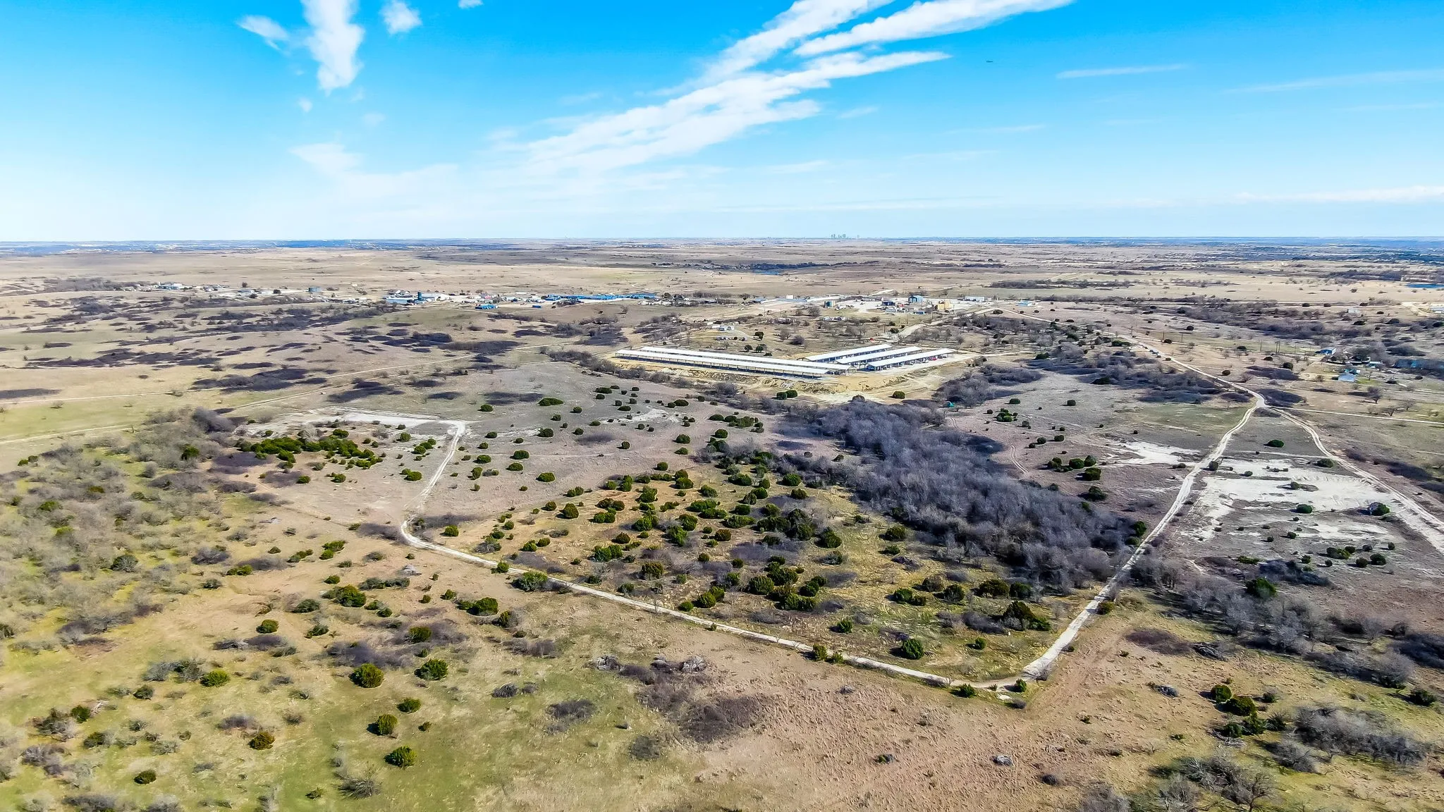 Aerial overview of property's location featuring rural landscape