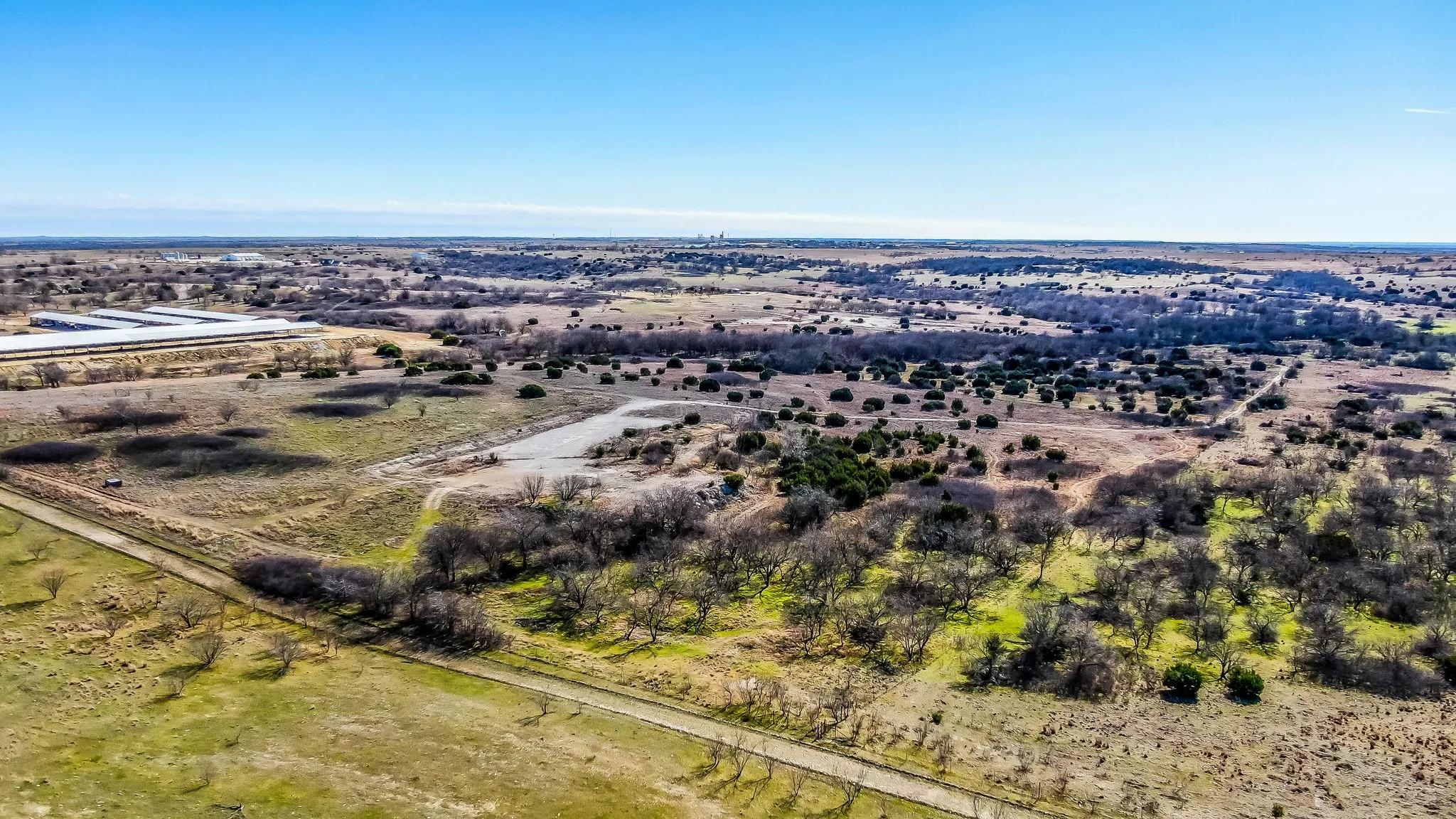 Aerial view of sparsely populated area