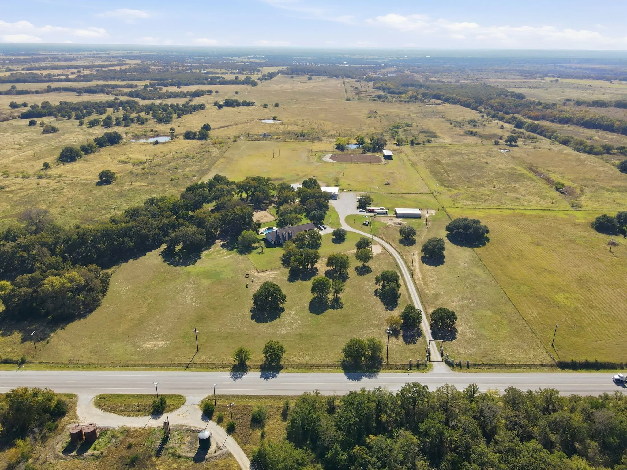 Aerial overview of property's location featuring rural landscape