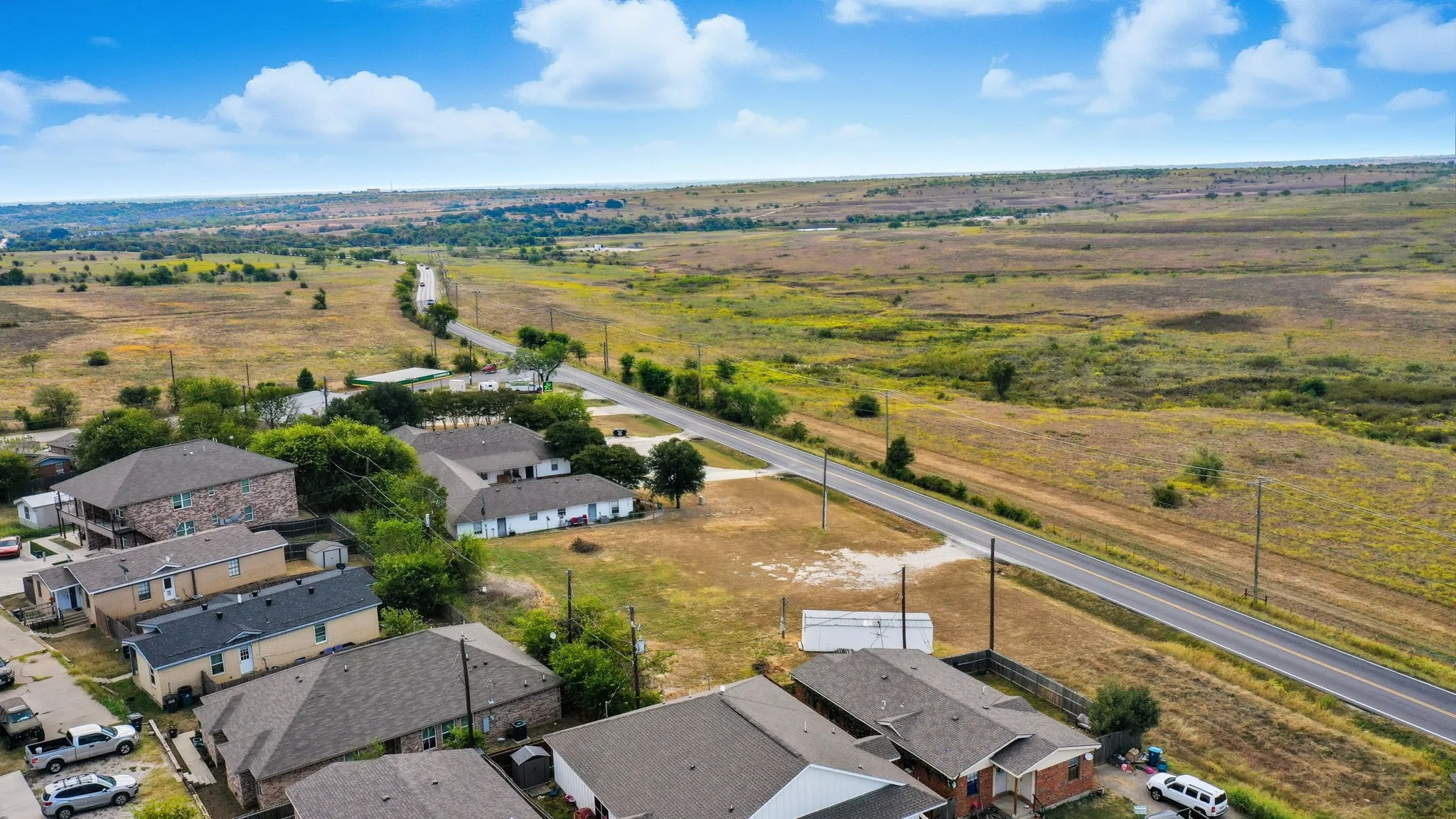 Aerial view of residential area
