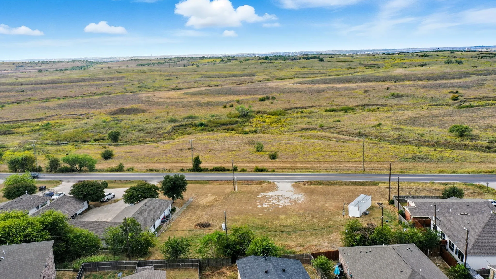 Aerial view of sparsely populated area