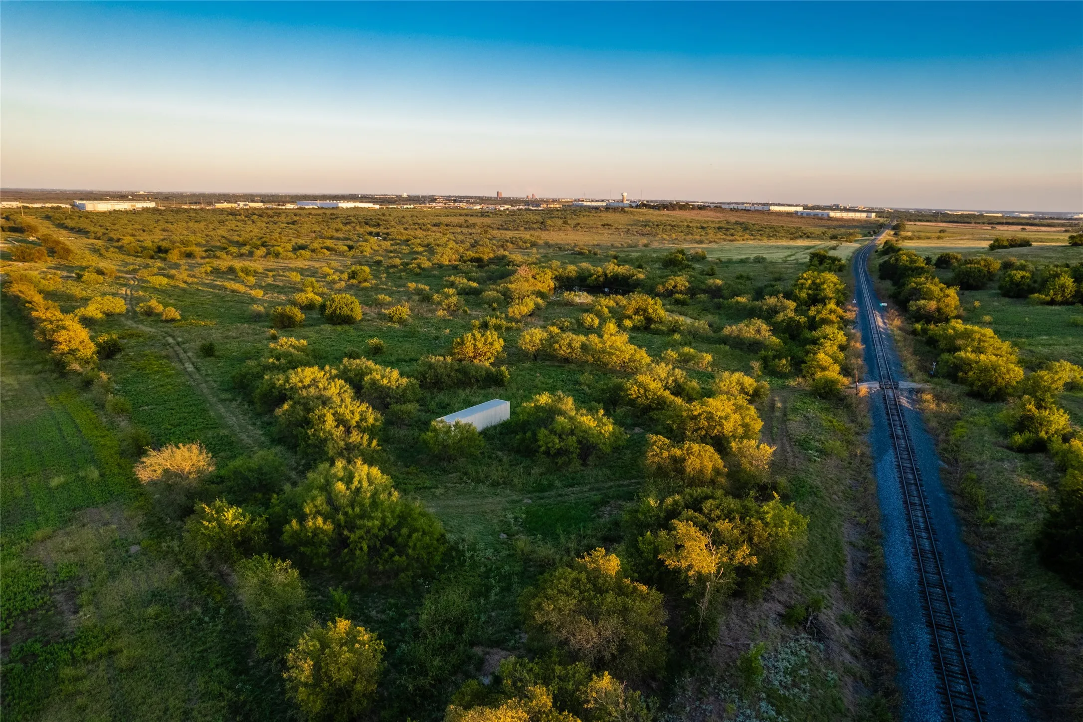 Aerial view at dusk