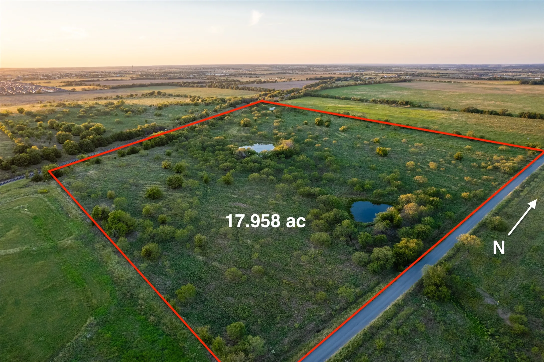 Overview of rural landscape with property boundaries highlighted