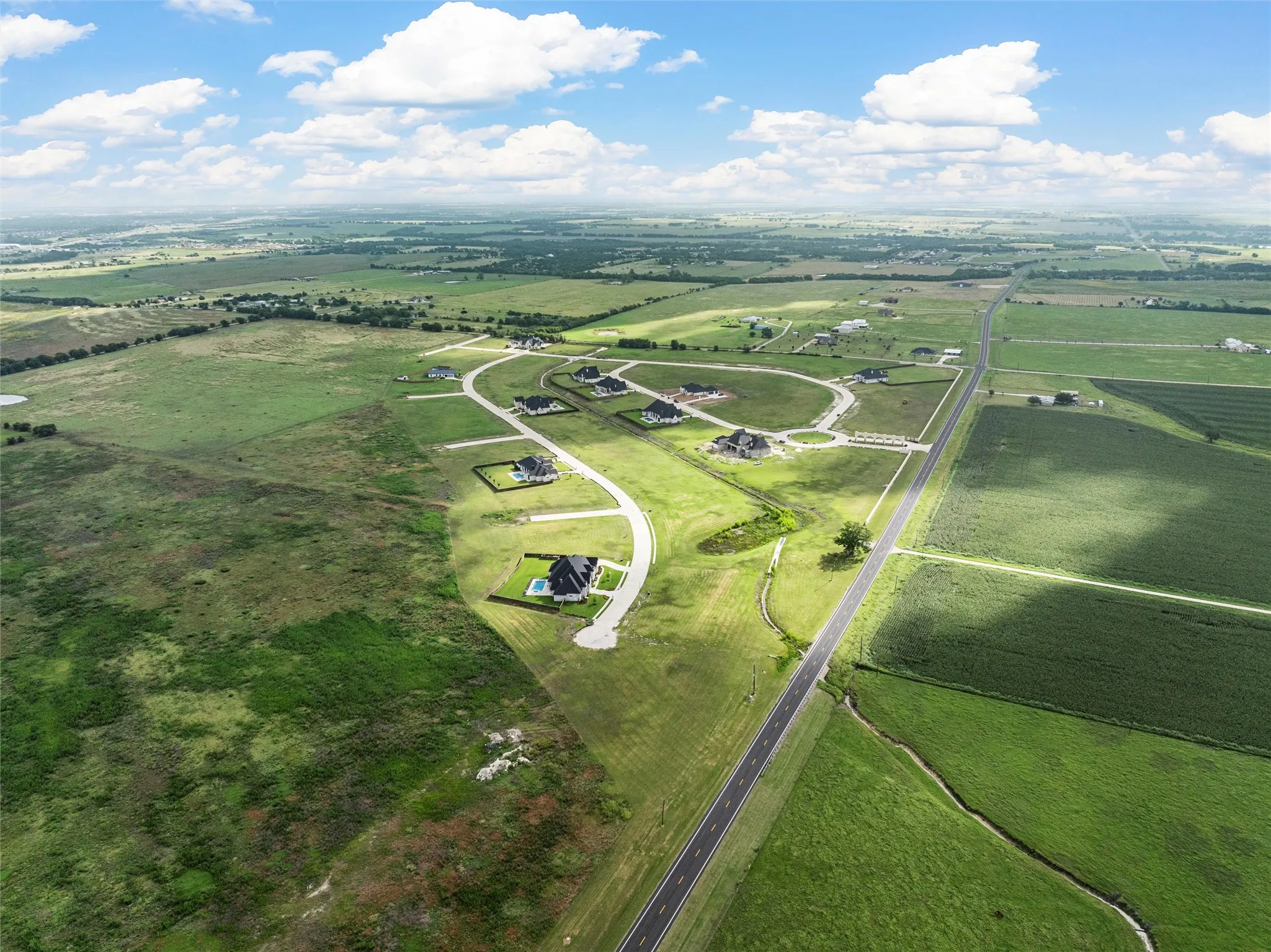 Aerial view of sparsely populated area