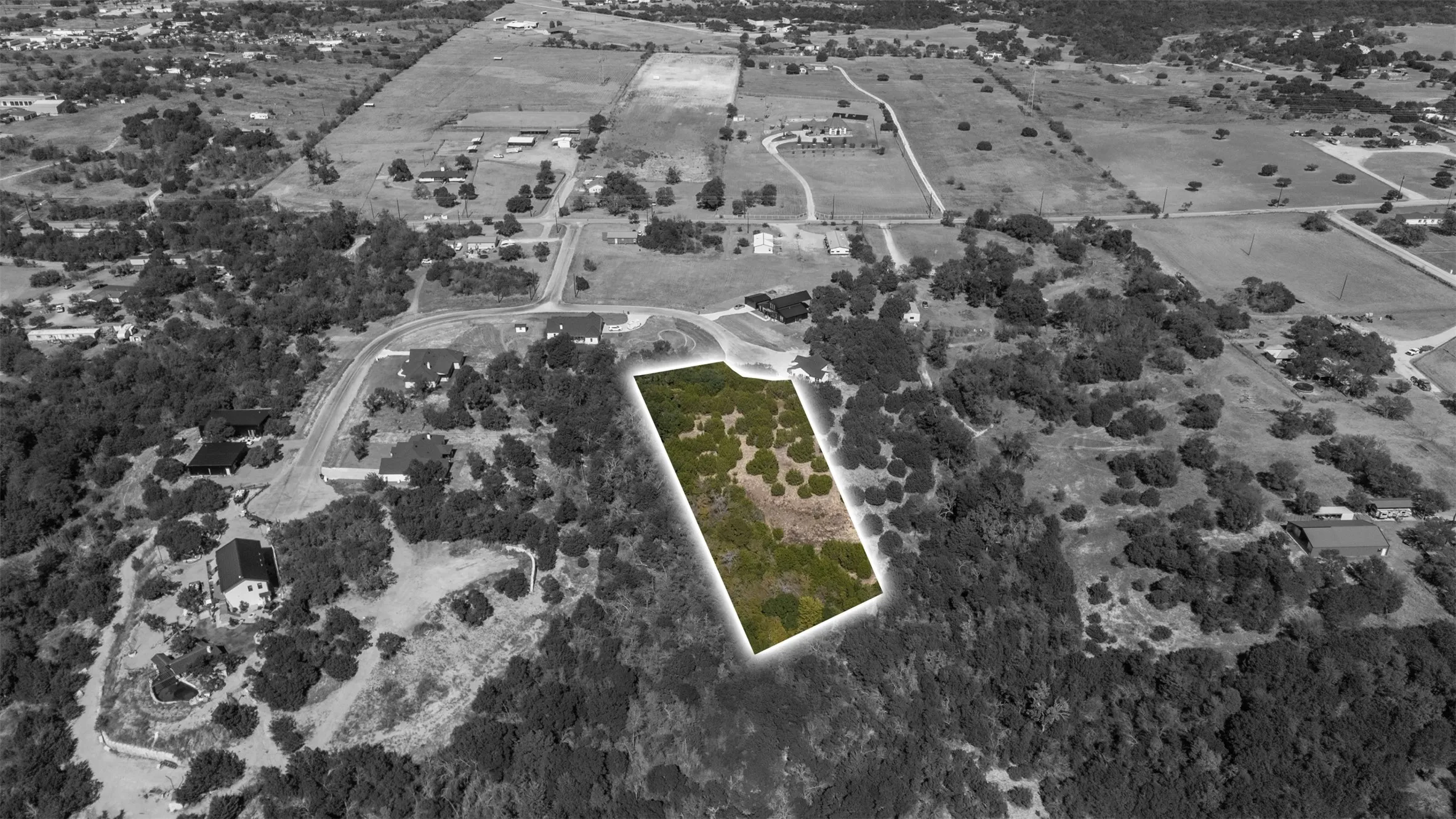 Aerial view of property's location featuring property boundaries highlighted