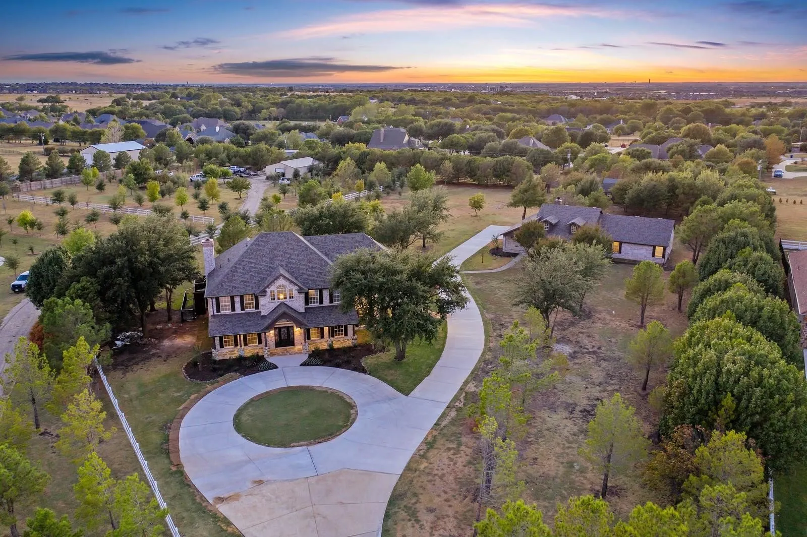 Aerial view at dusk
