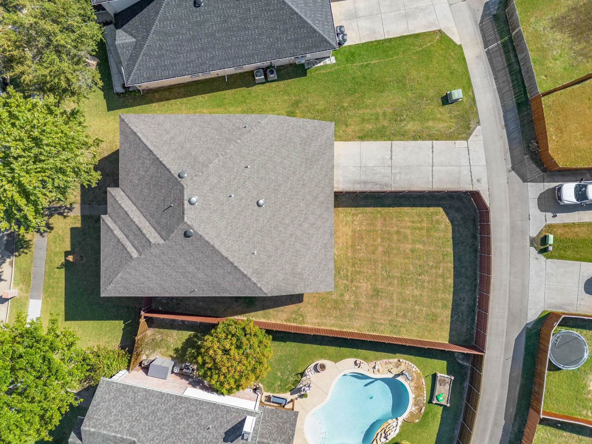 Aerial view of a pool