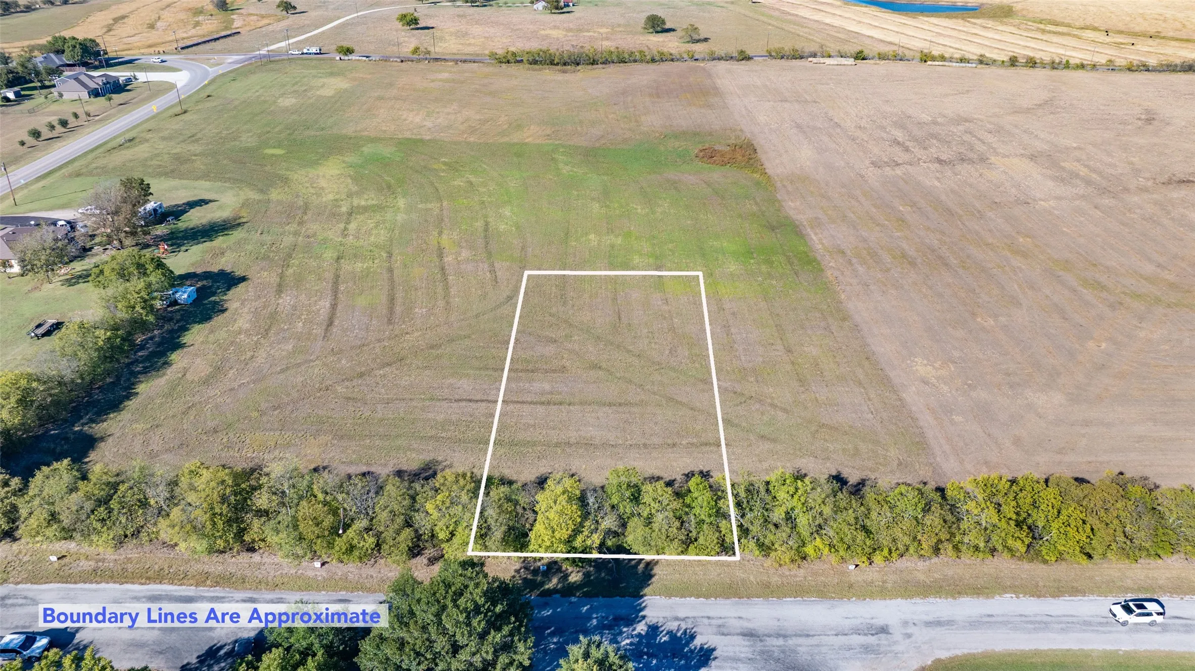 Overview of rural landscape featuring property parcel outlined