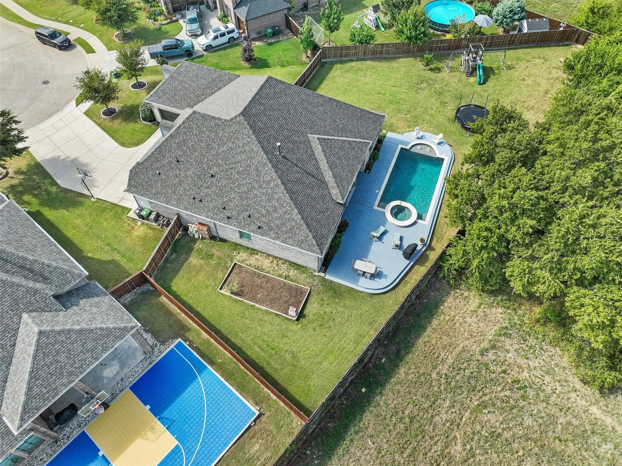 Aerial view of a pool area
