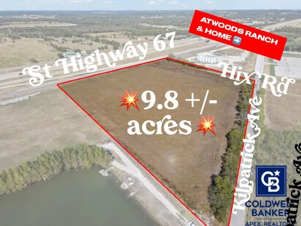 View looking northeast. New Atwoods Ranch & Home store is located just southeast of the property and is scheduled to open soon. Frontage on Highway 67 access road on the north side and frontage on Kilpatrick Avenue on the south side.