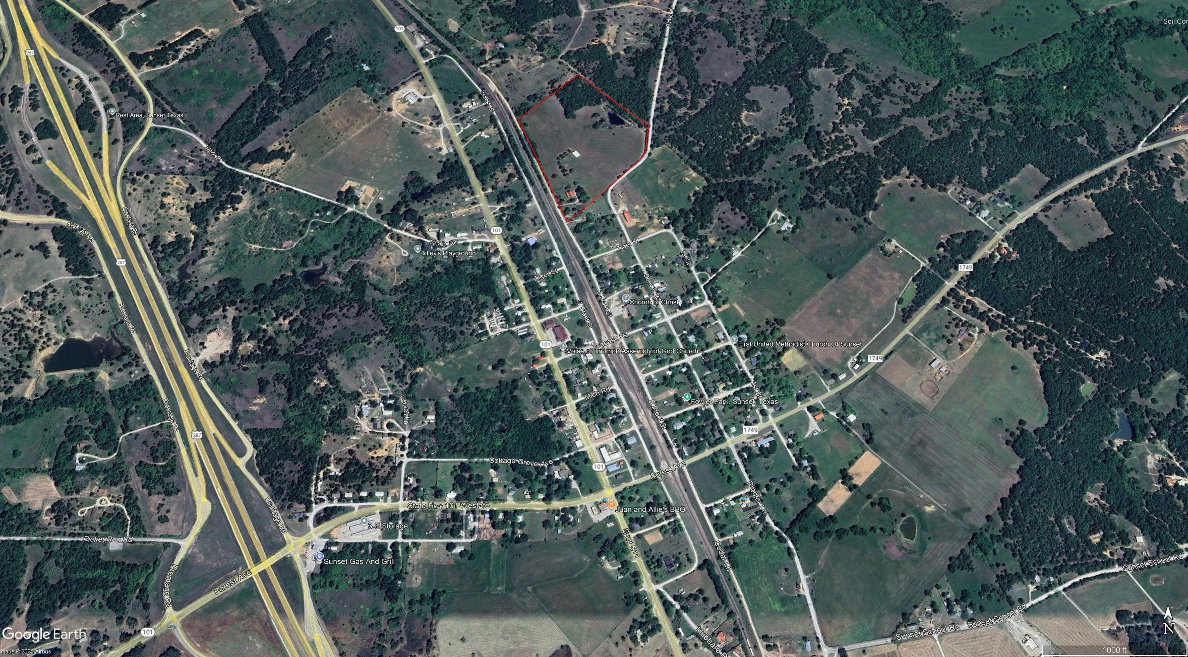 Aerial view of property's location