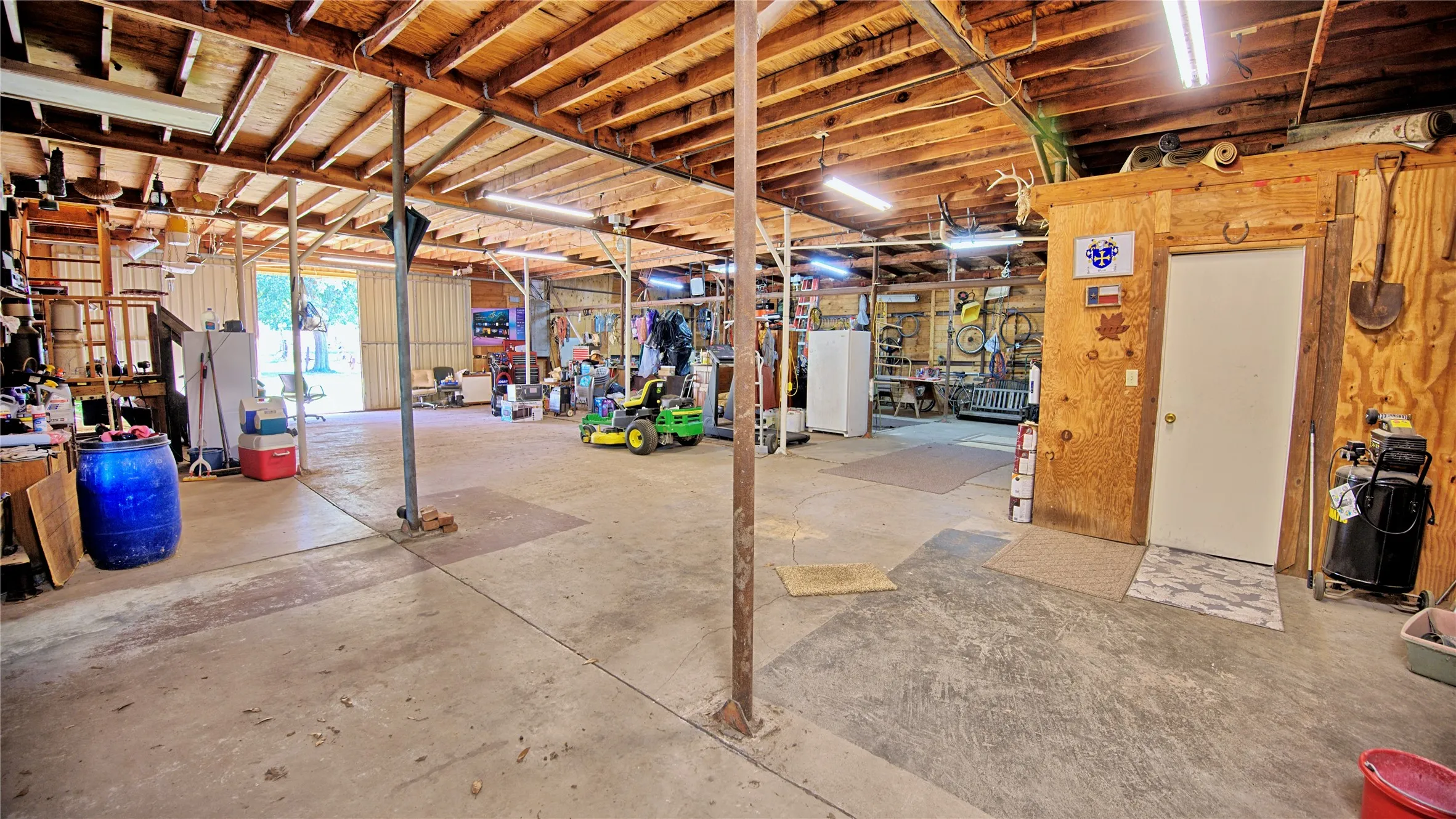 Basement featuring a workshop area