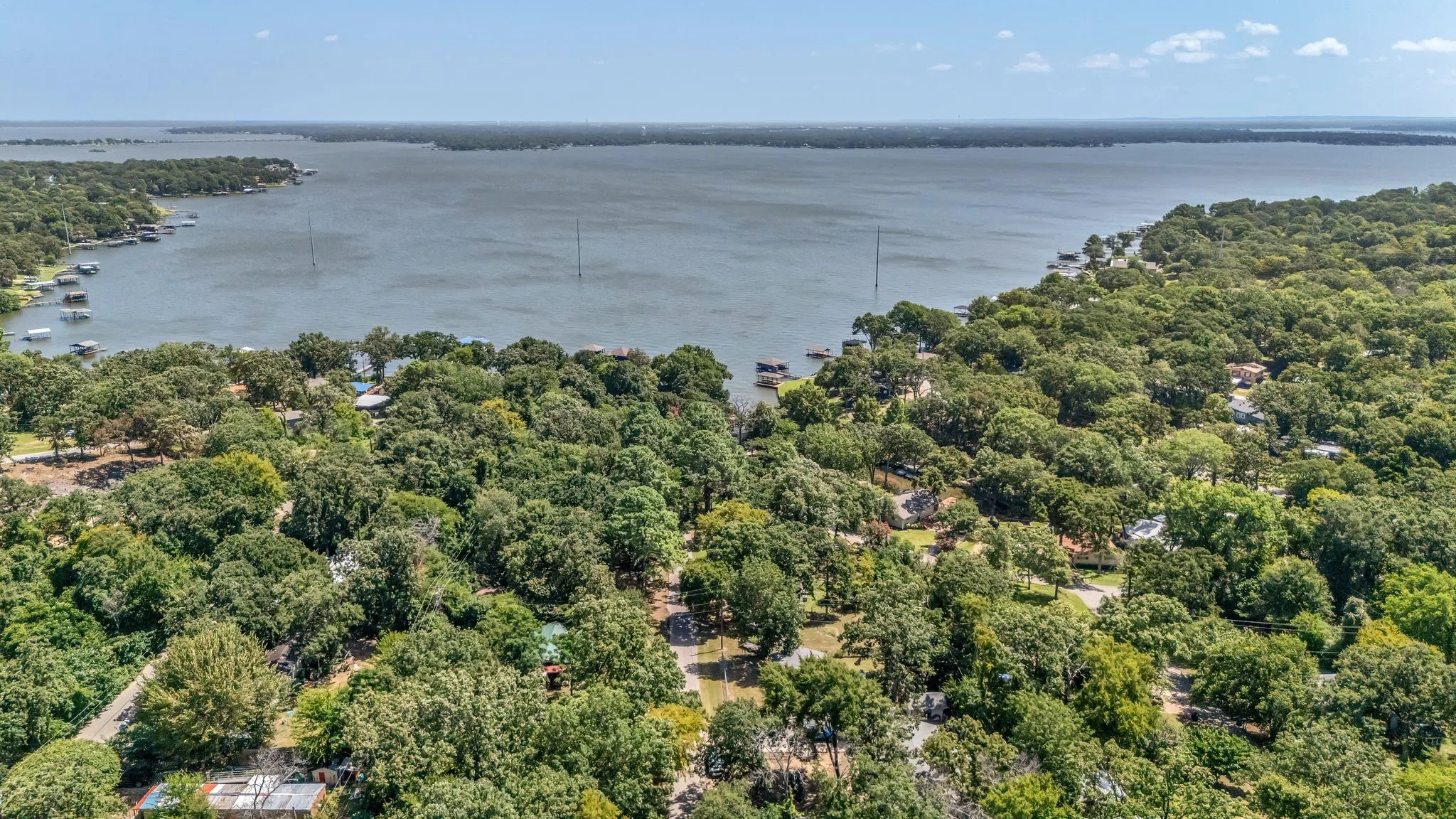 Bird's eye view of Cedar Creek Lake which is half a mile away