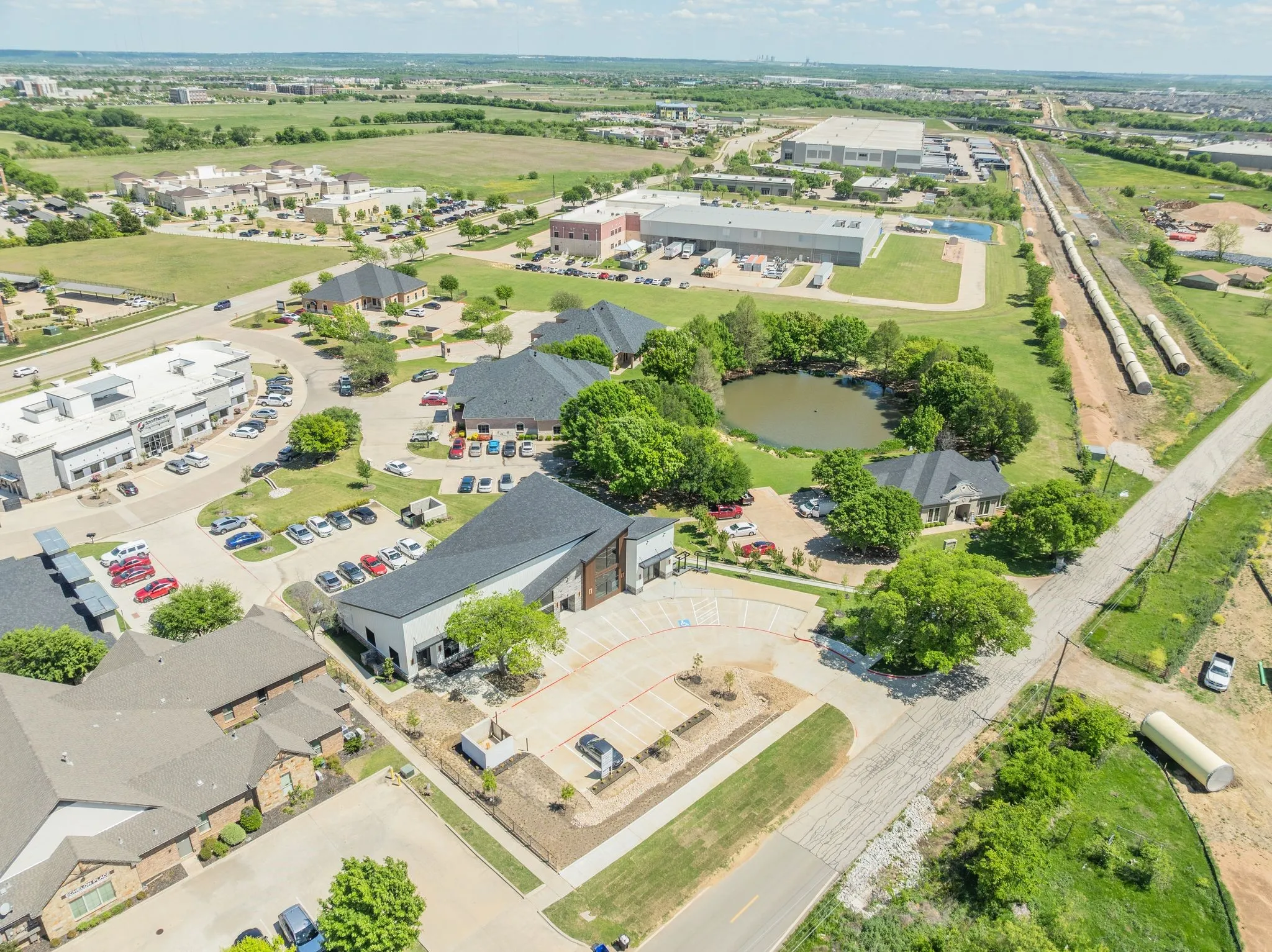 Drone / aerial view of a large body of water