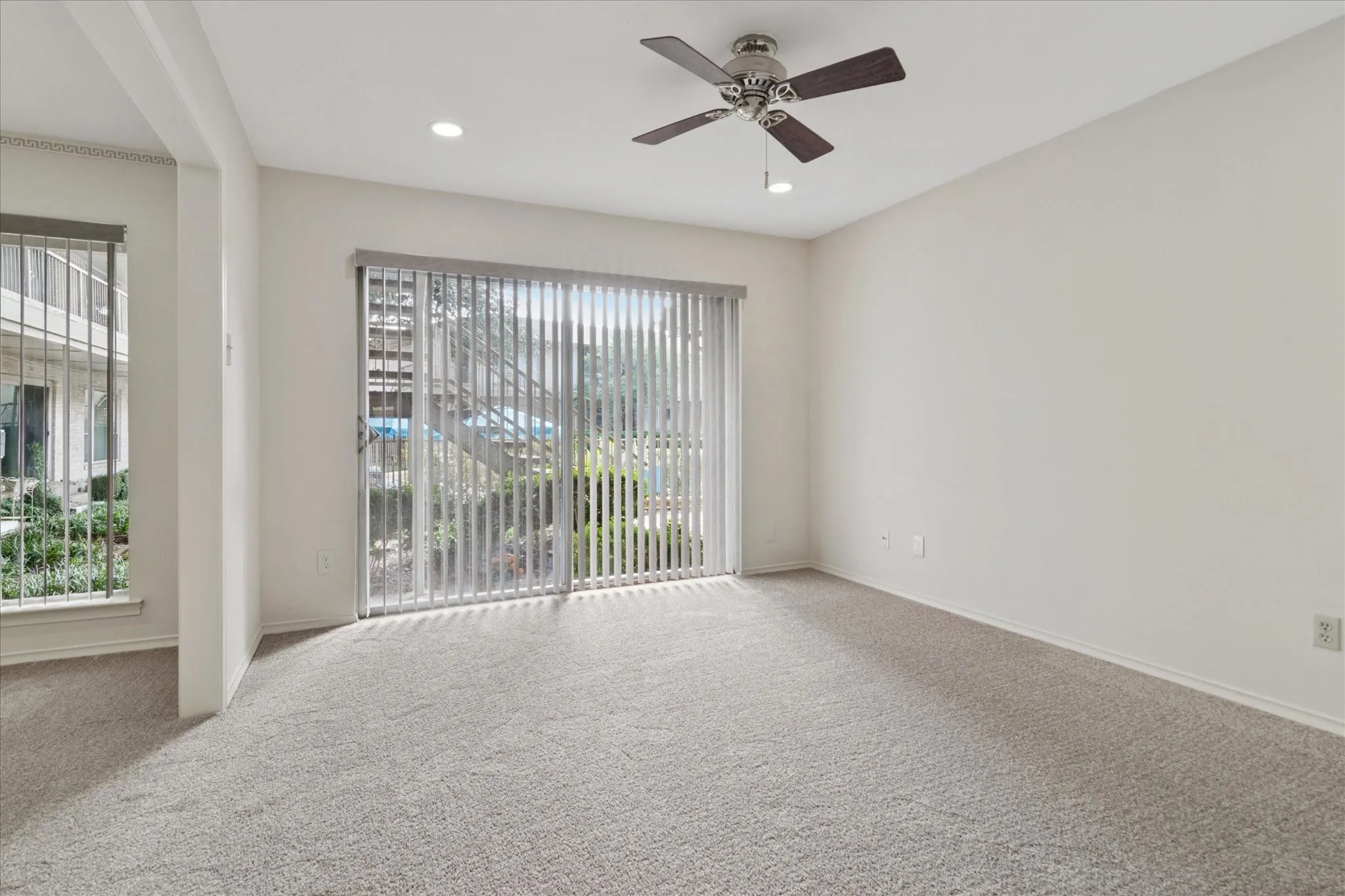 Family room looks out over the pool