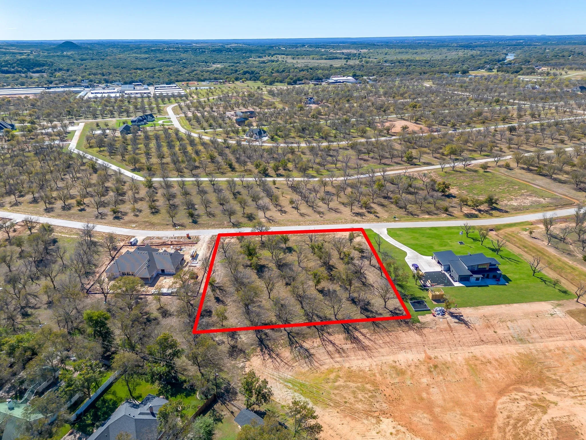 Aerial view of property's location with property boundaries highlighted