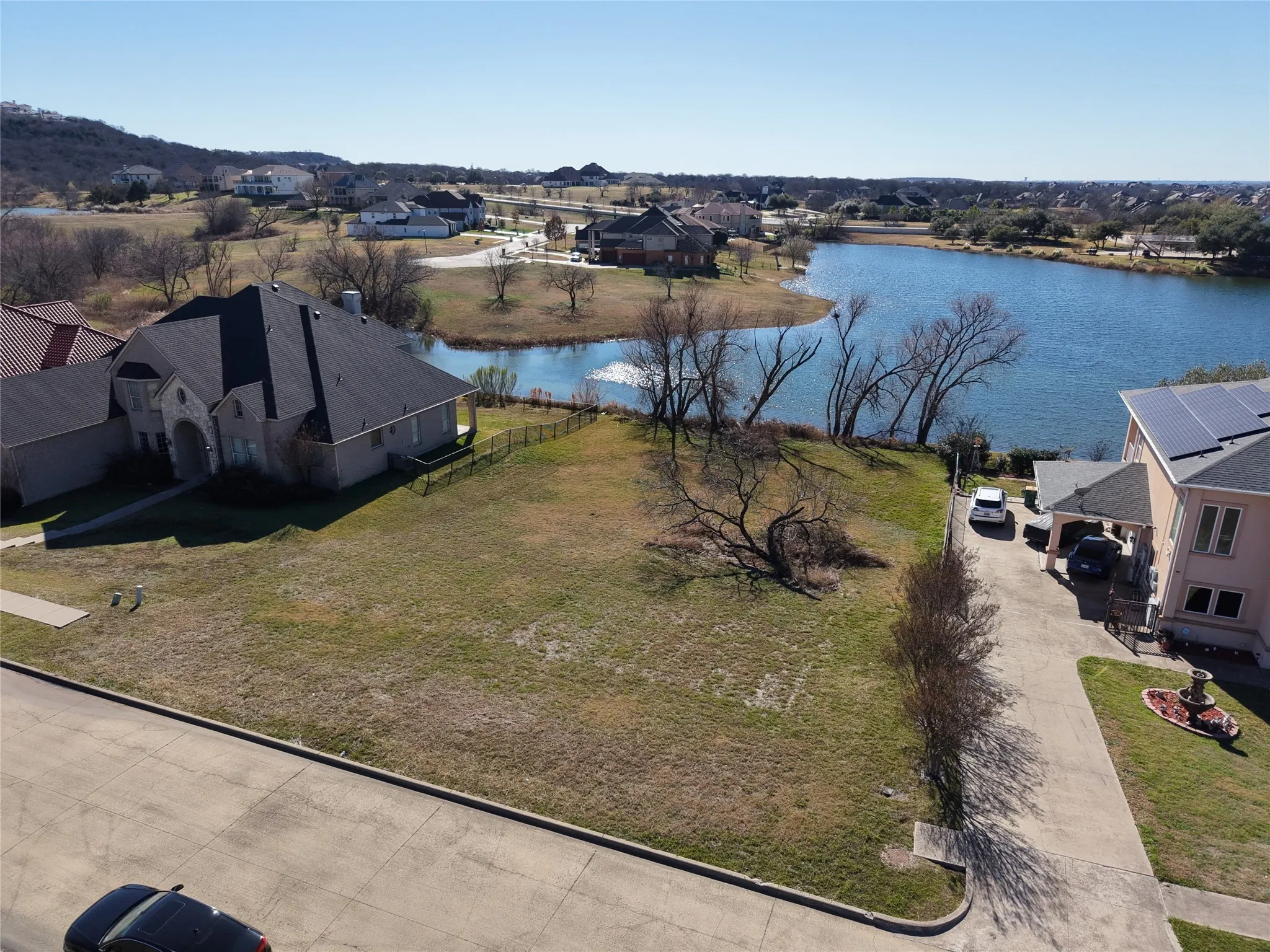 Drone / aerial view of a nearby body of water