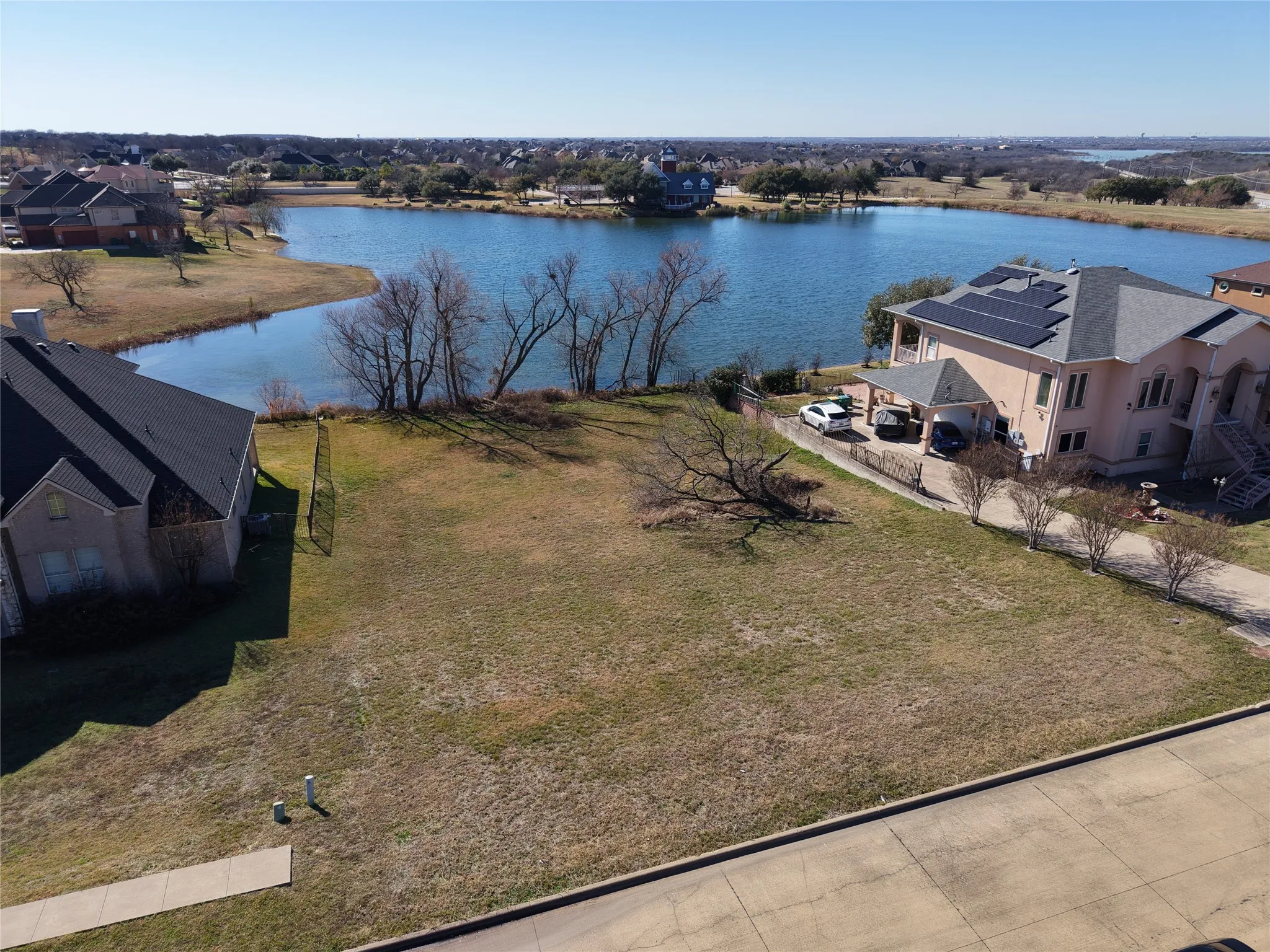 Drone / aerial view of a large body of water