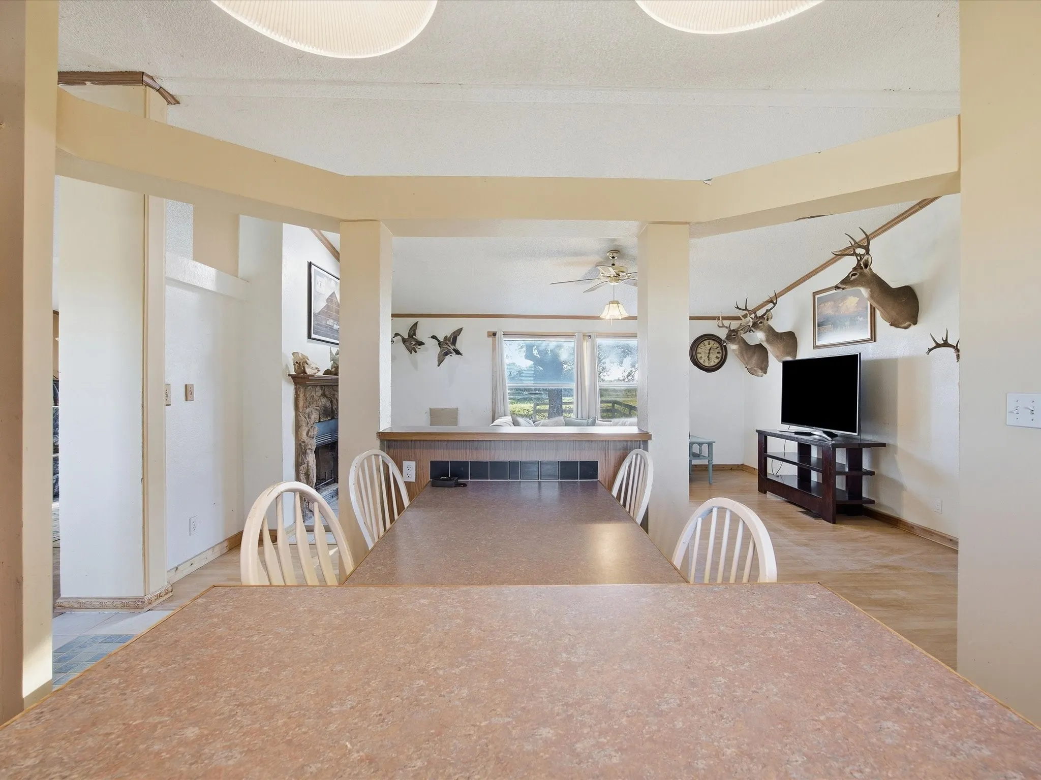 Kitchen Island with affixed table