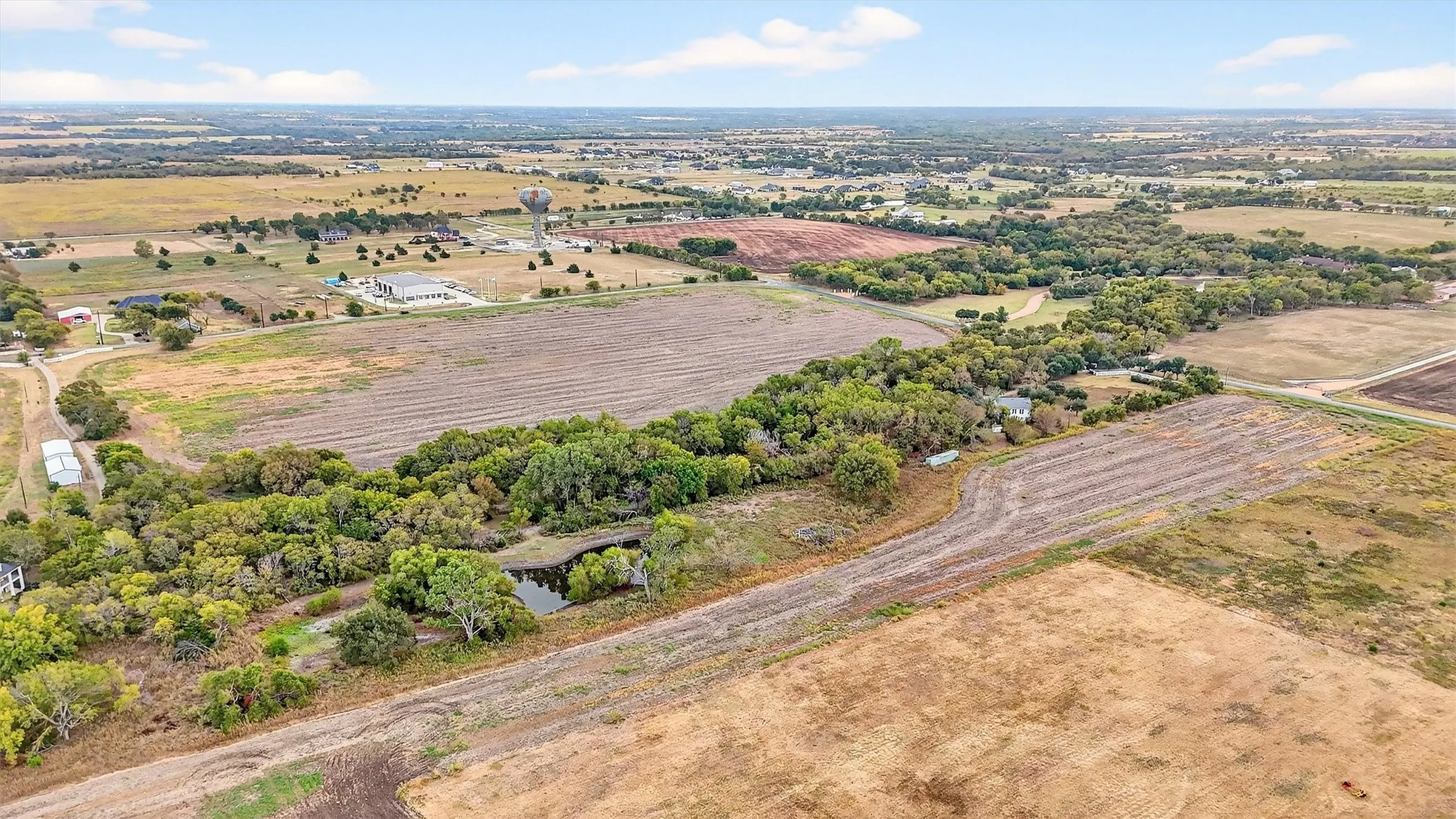 View of rural area with rows of crops