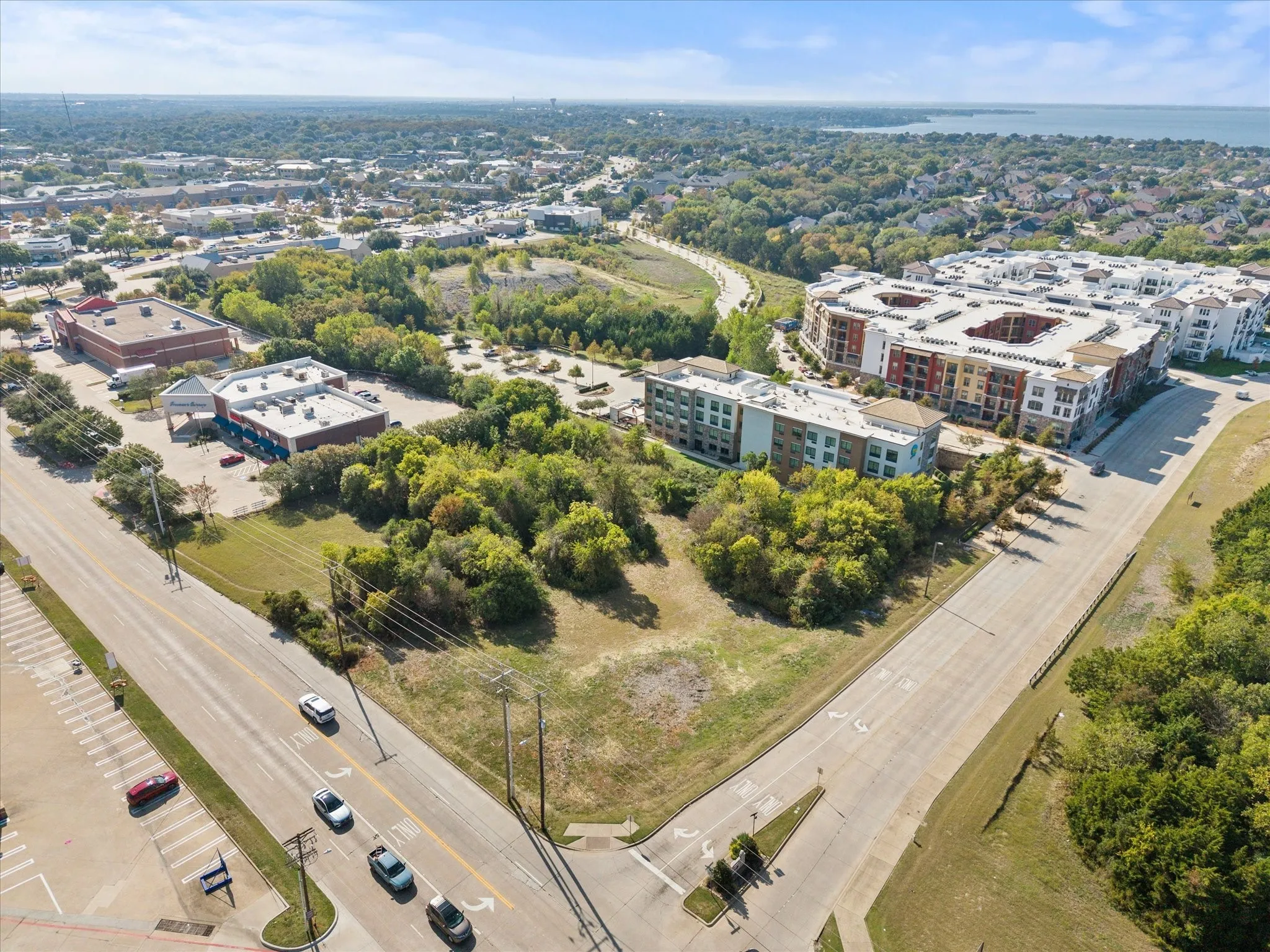 Aerial view of a tree filled landscape