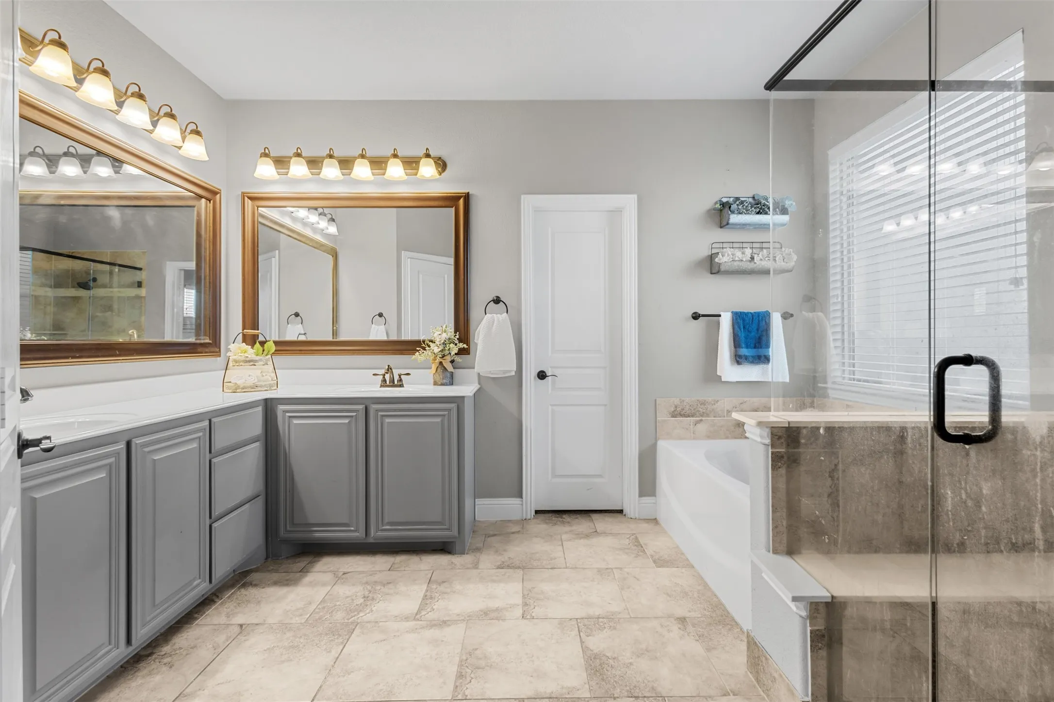 Primary bath features double vanities