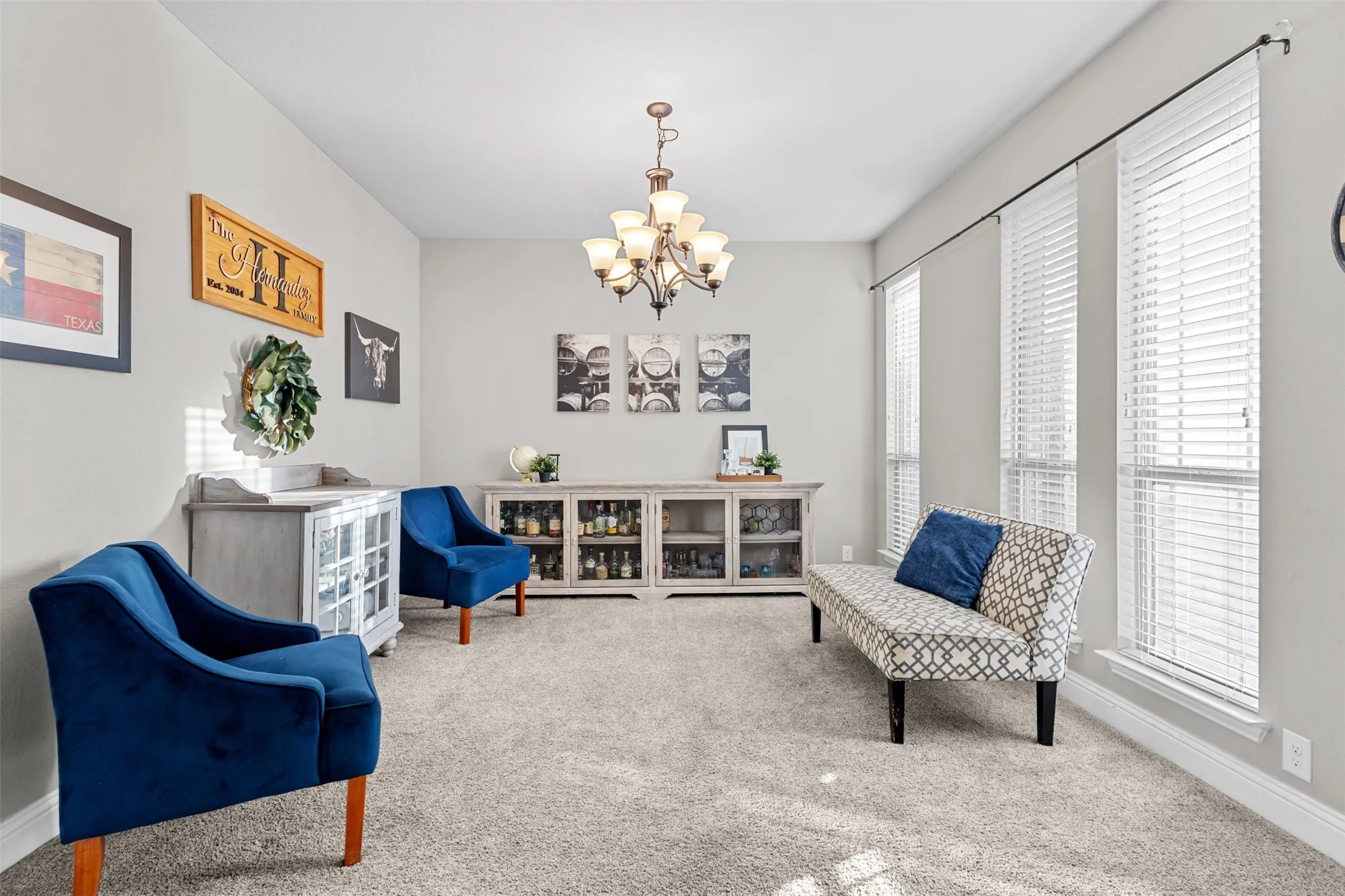 The first of two living rooms greets you when you enter.