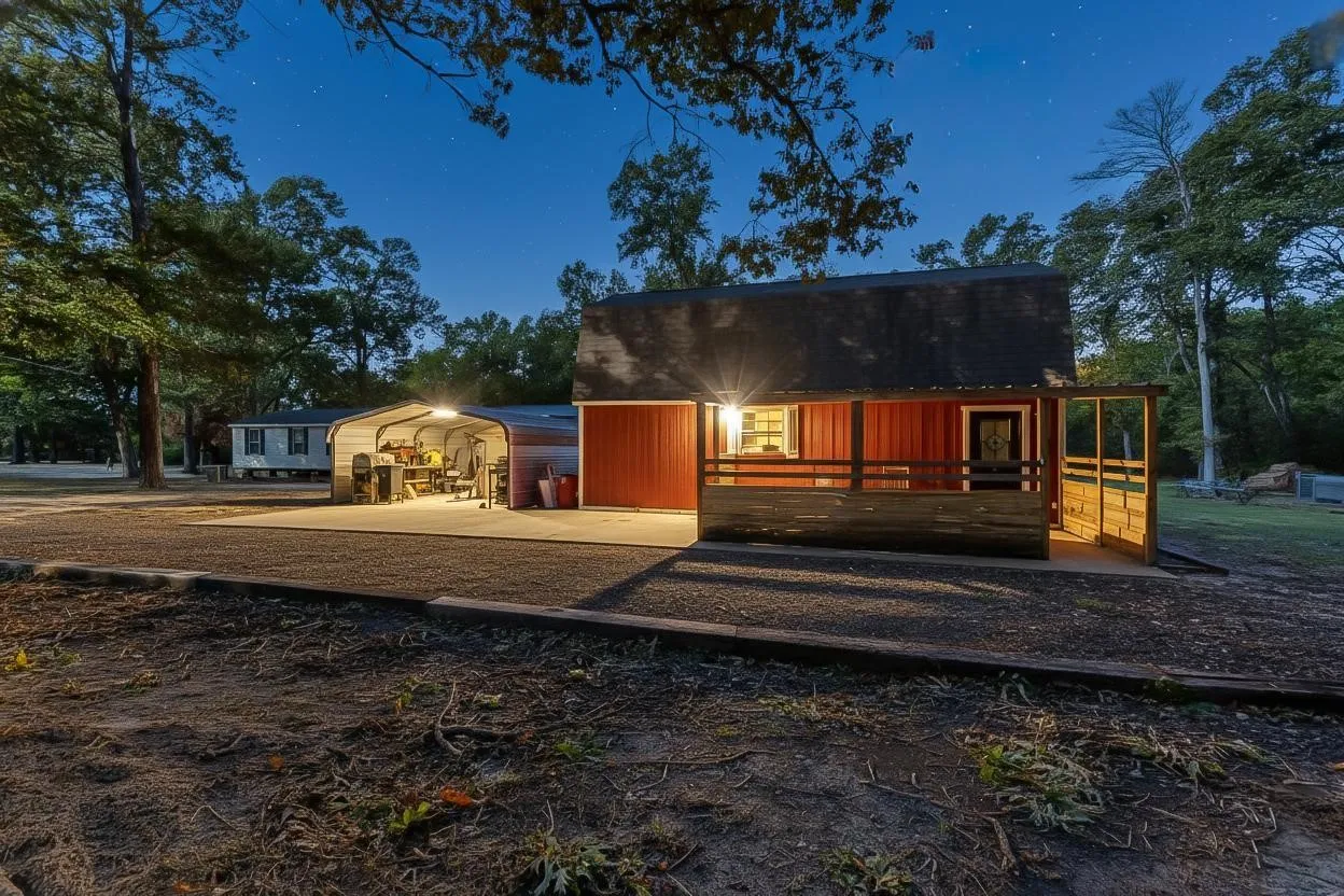 View of front of house featuring a gambrel roof