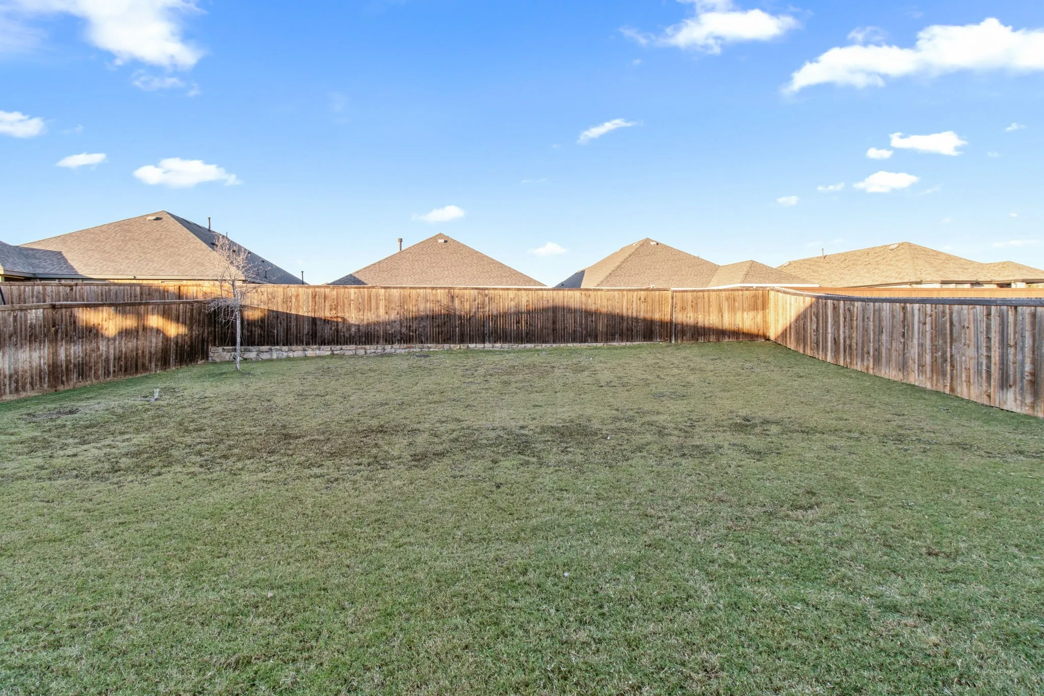 View of fenced backyard