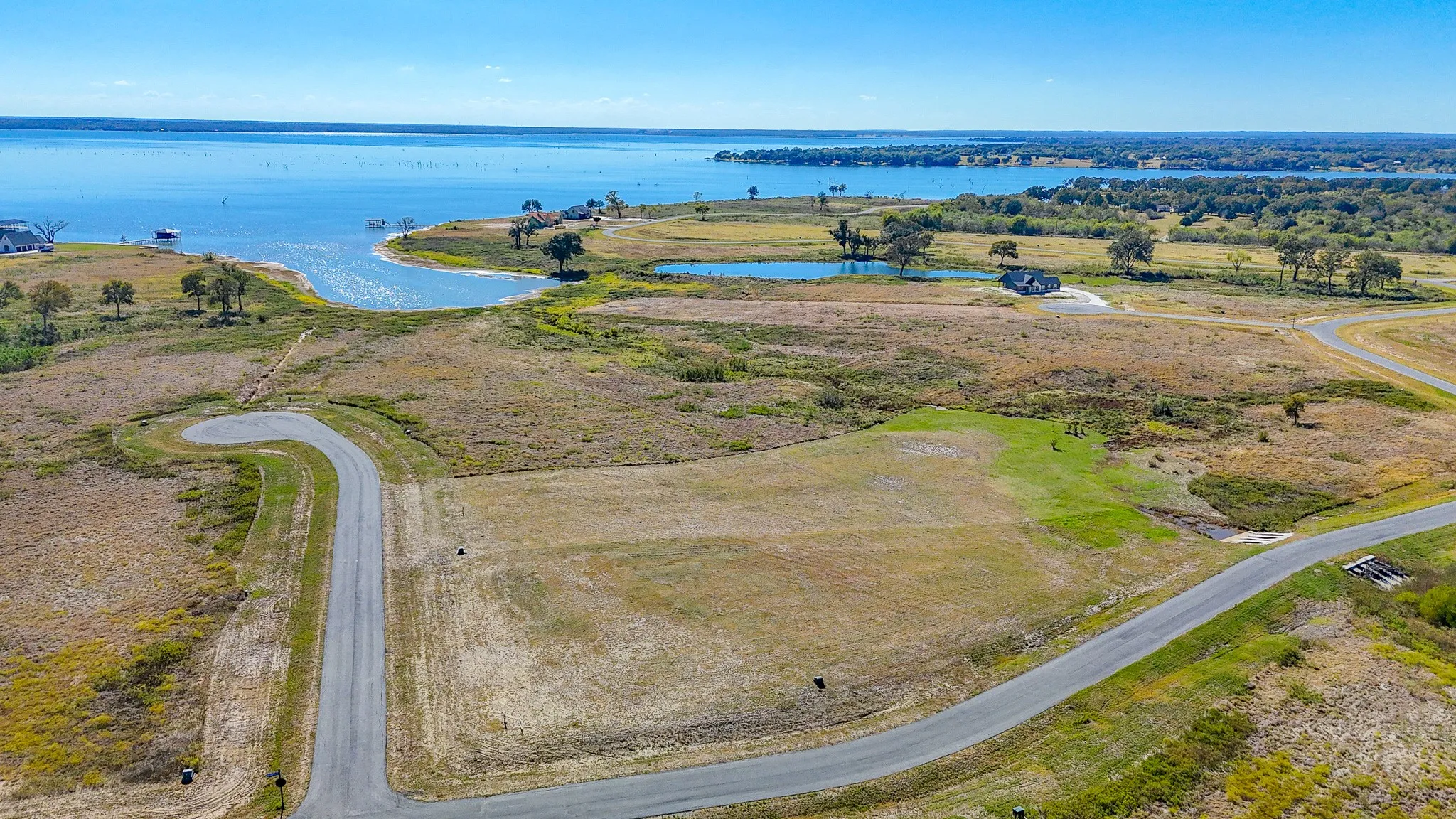 Drone / aerial view of a large body of water