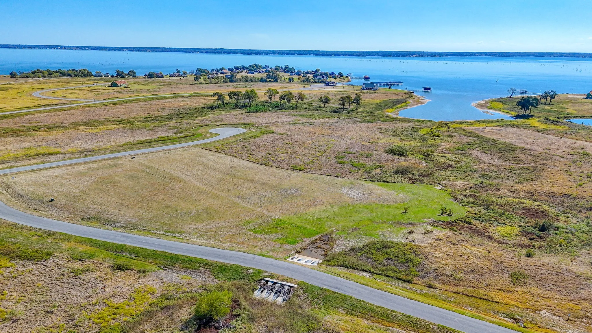 Drone / aerial view of a nearby body of water