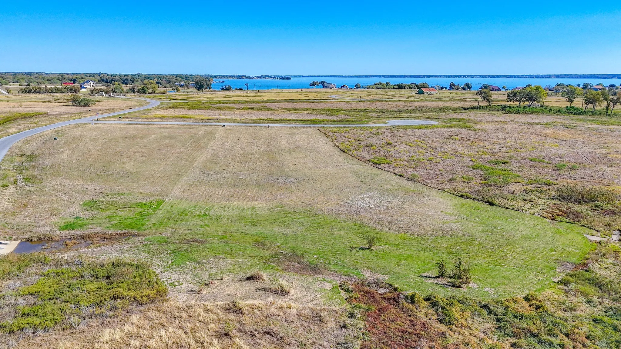 Bird's eye view of a nearby body of water