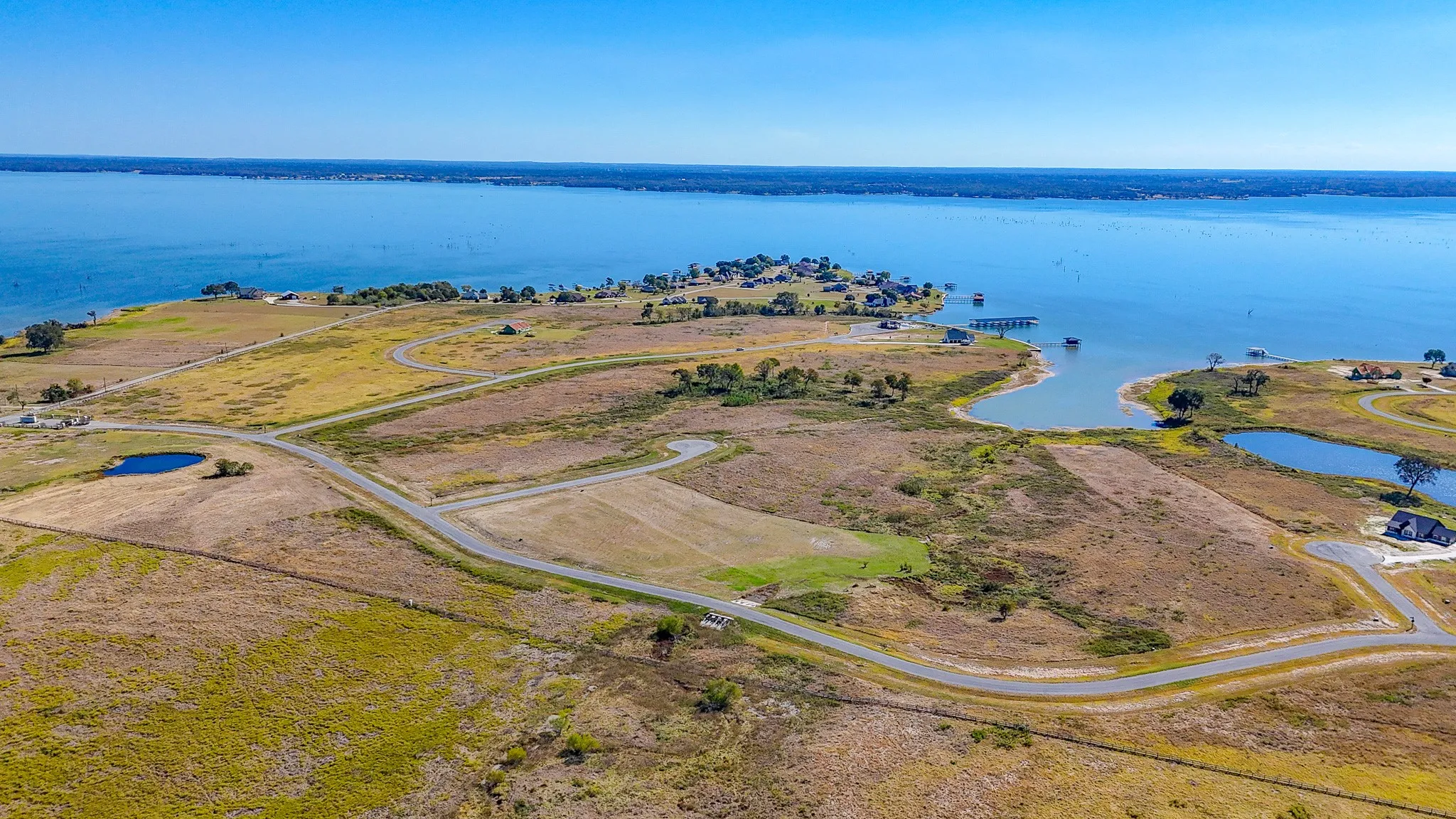 Aerial view of a large body of water