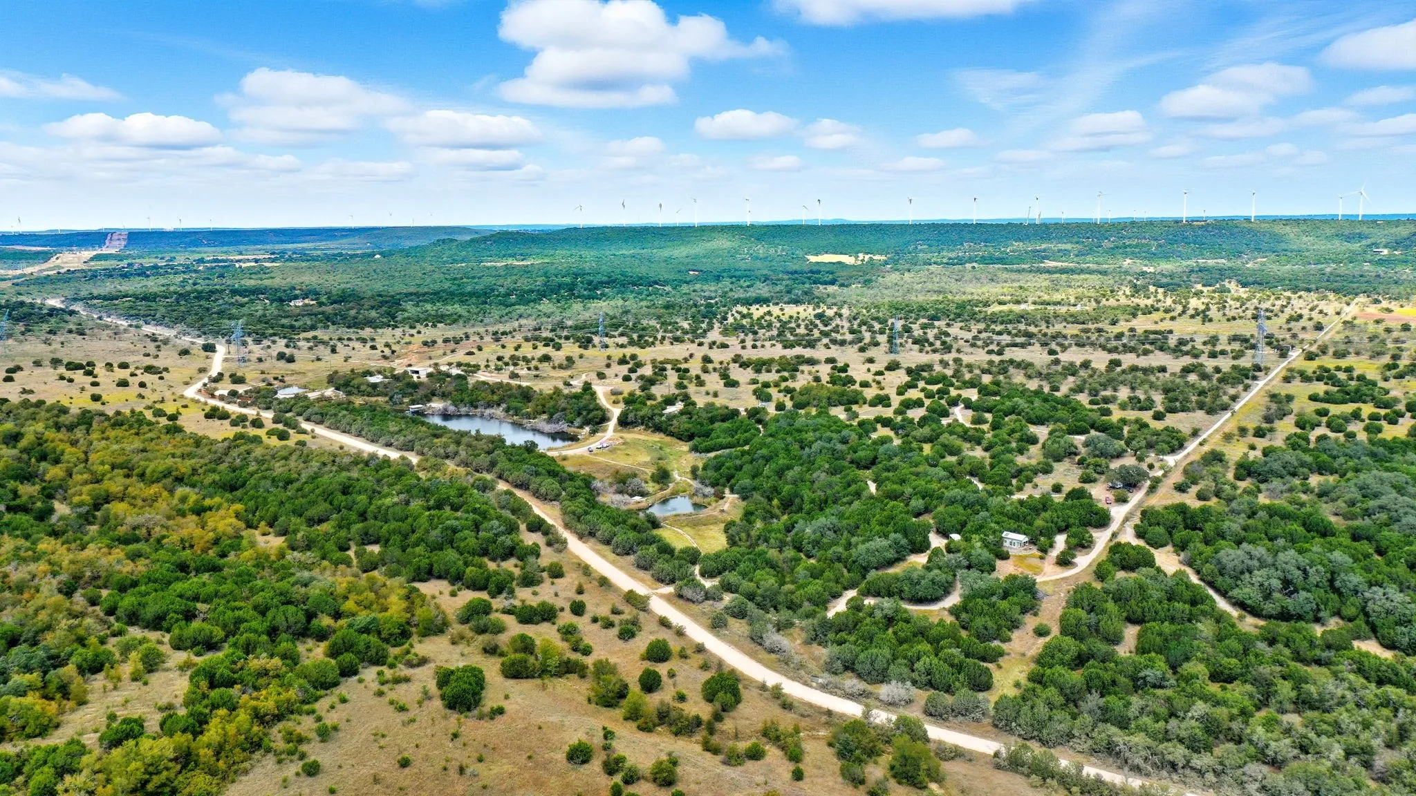 Overview of rural landscape featuring a large body of water