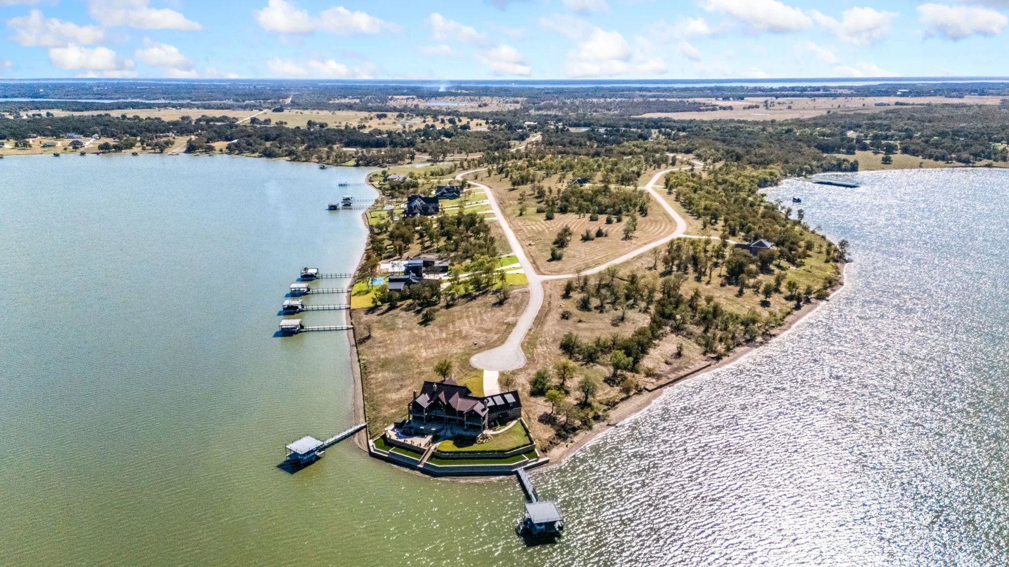 Aerial view of a large body of water