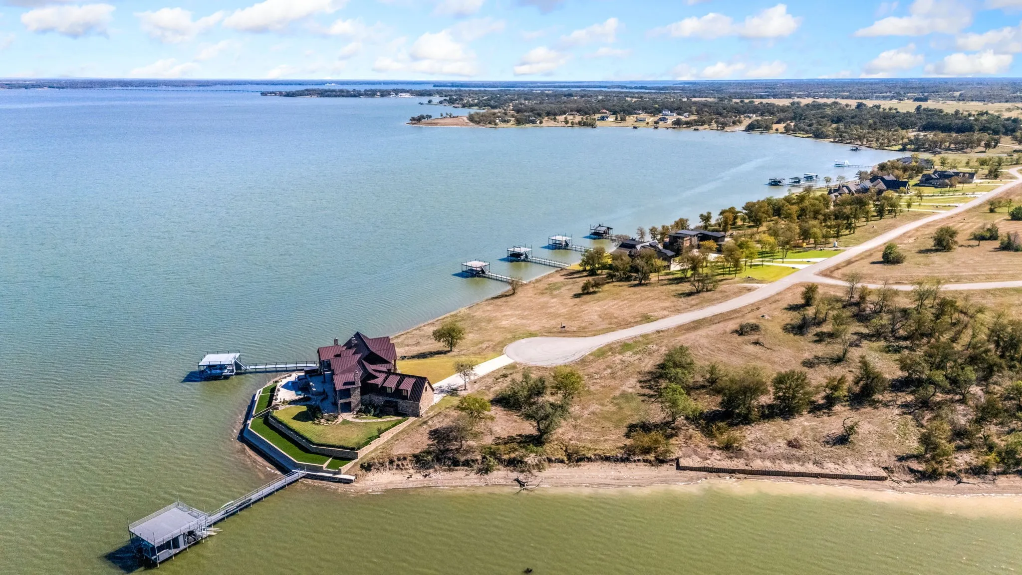 Bird's eye view of a nearby body of water