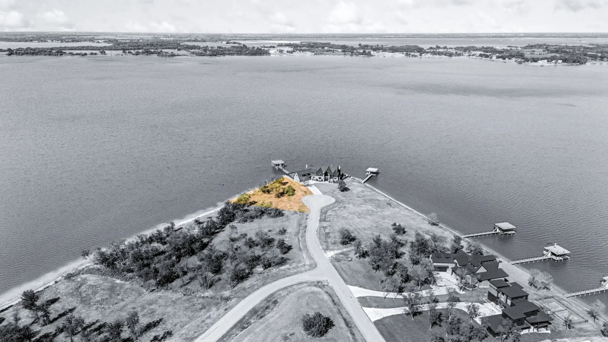 Bird's eye view of a large body of water