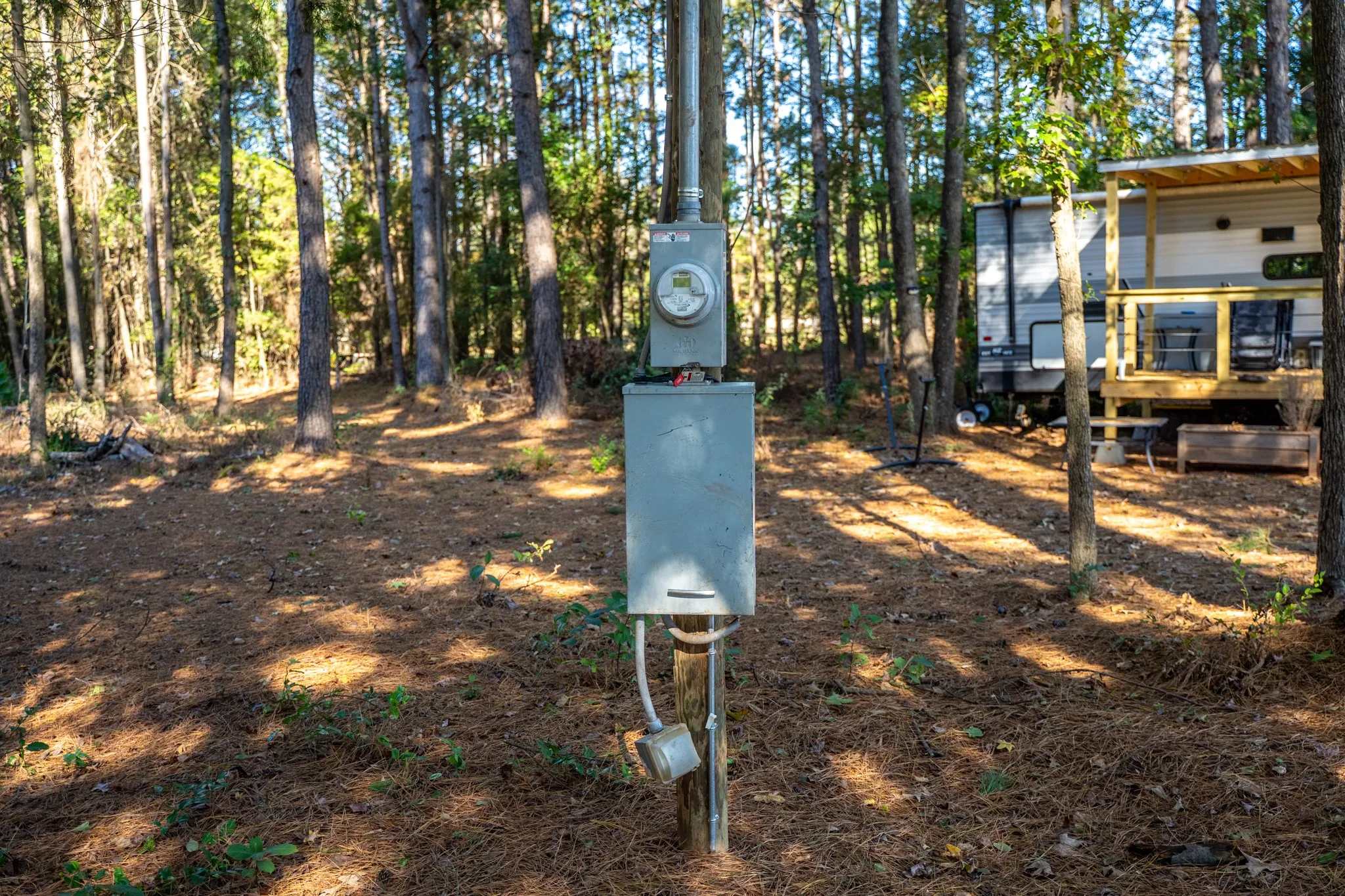 Exterior view of electric meter and electric panel