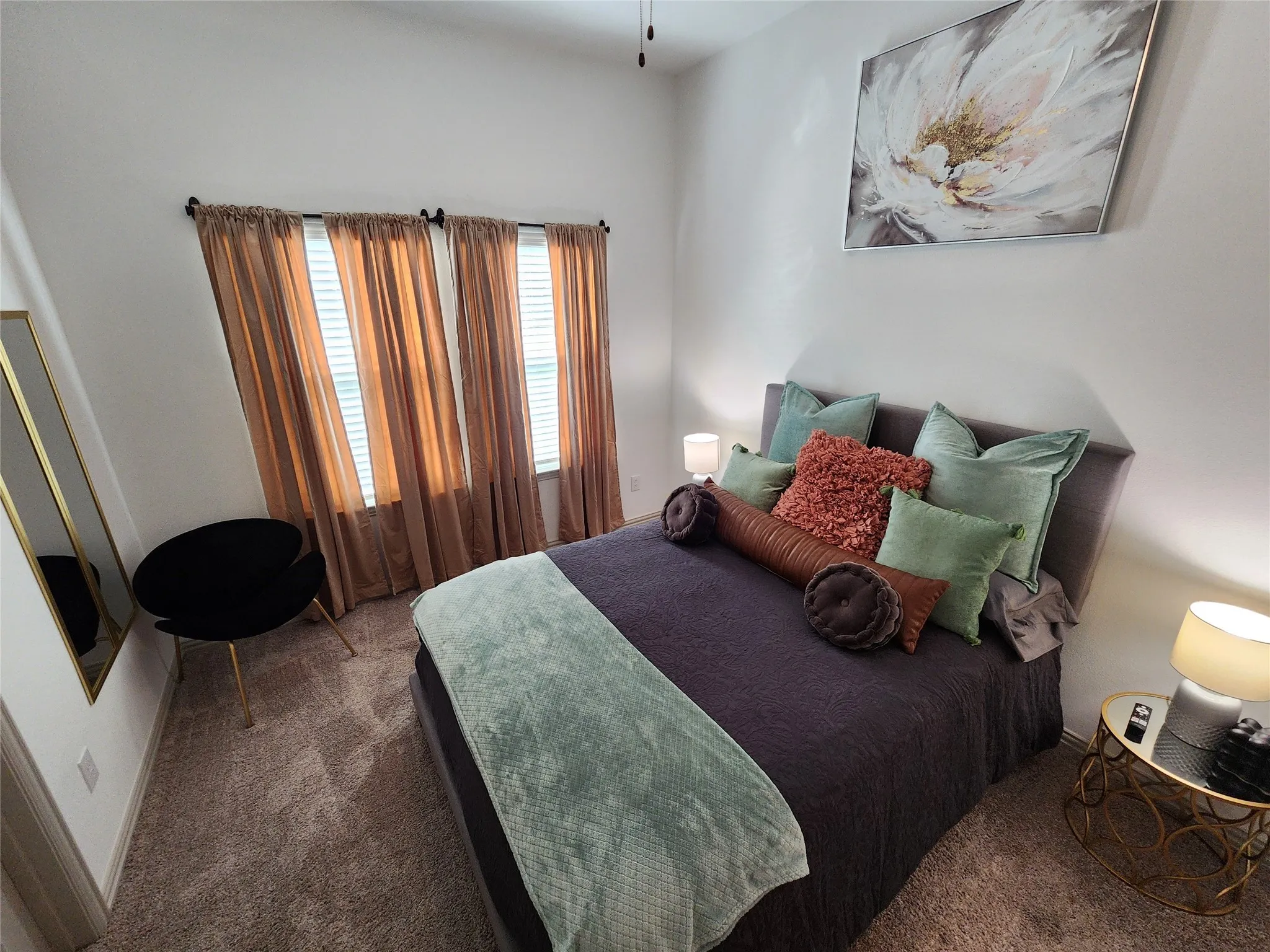 Bedroom with carpet floors